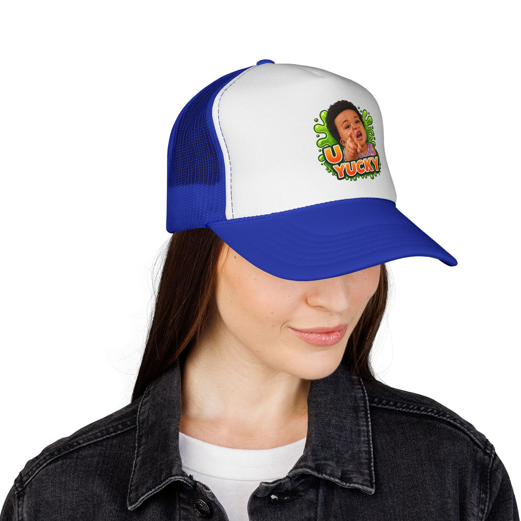 U Yucky Baby Trucker Cap — Funny Retro Slime Graphic Mesh Hat
