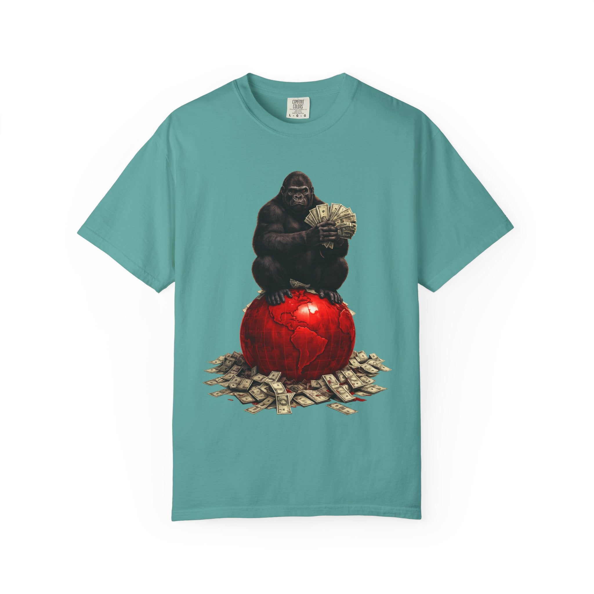 Gorilla on Money Graphic T-Shirt — Red Globe Cash Design