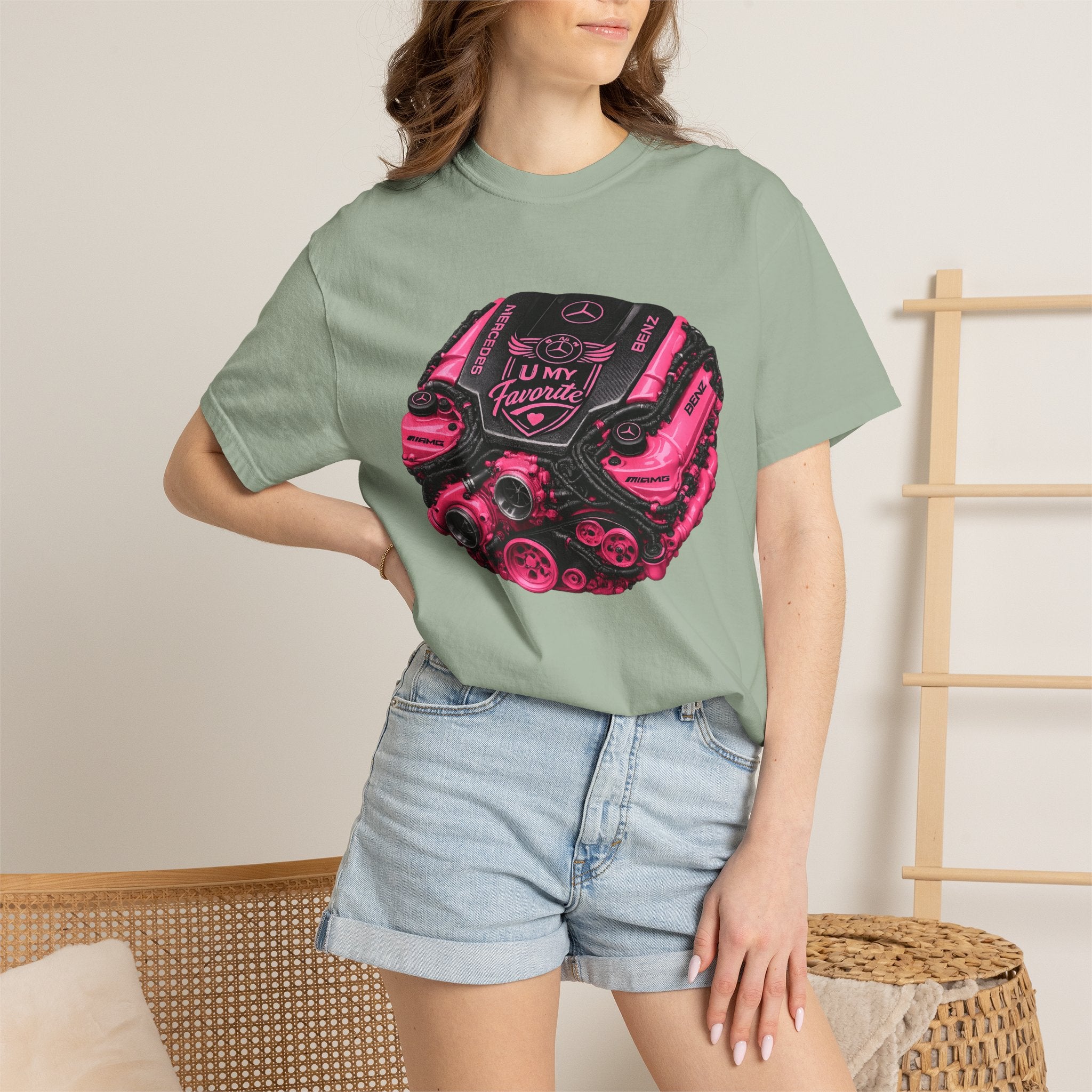 Car Engine Heart Tee — I Love Engines Graphic T-Shirt