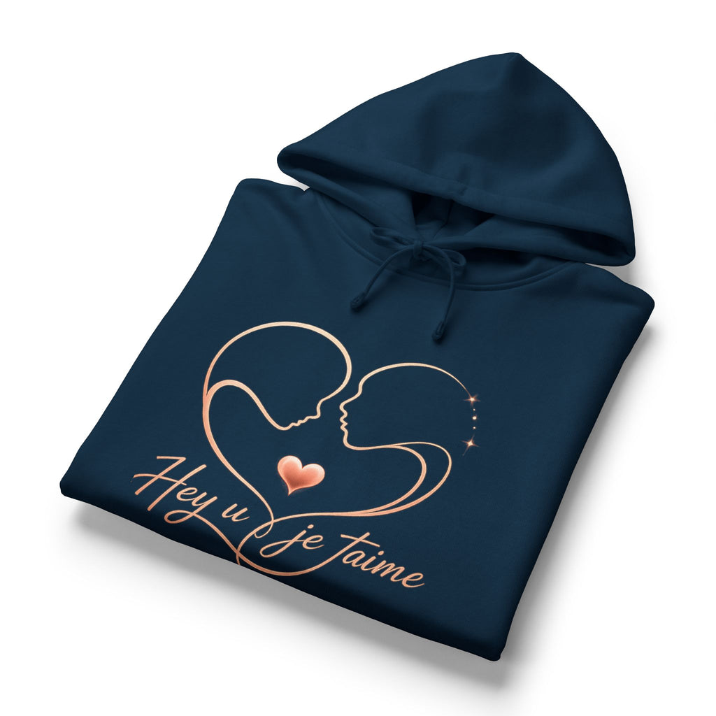 Romantic Heartline Hoodie – "Hey u je t'aime" Women's Organic Hoodie