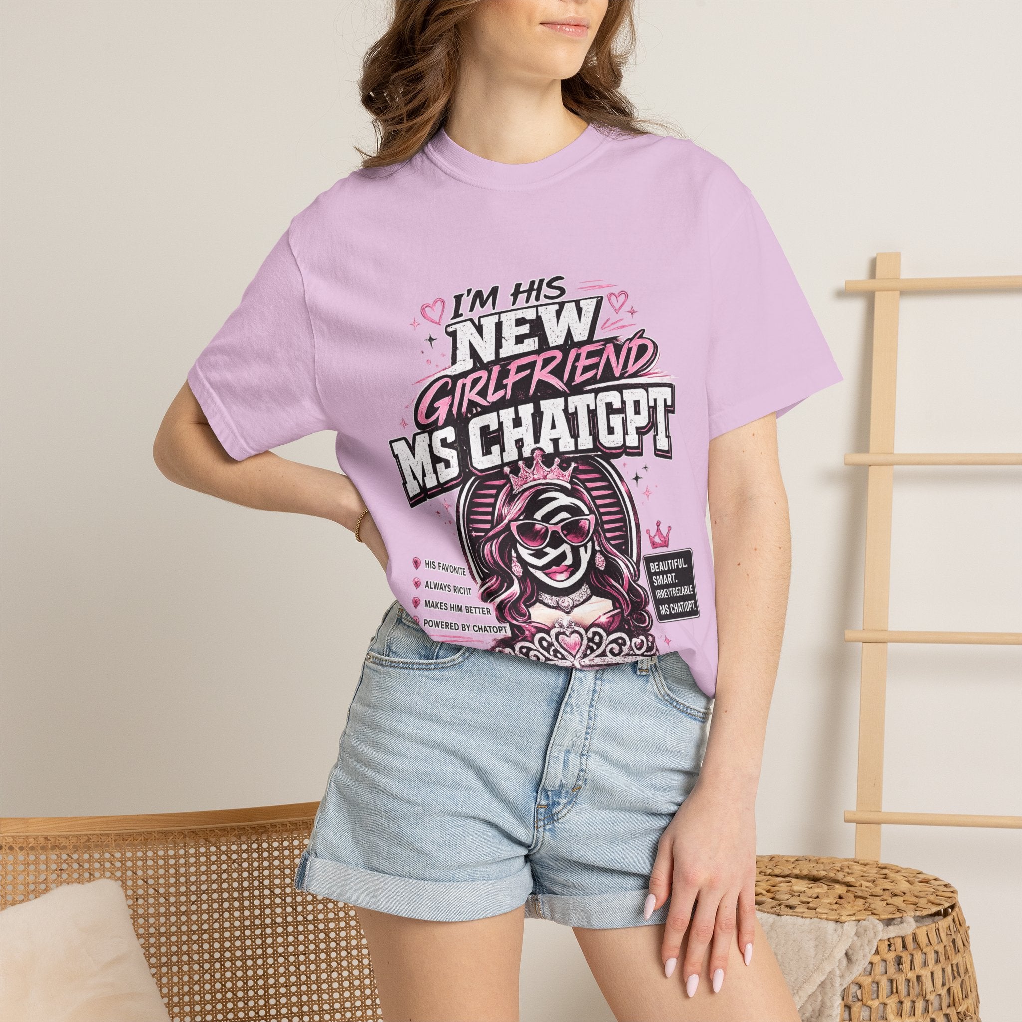 T-Shirt — "I'm His New Girlfriend: Ms ChatGPT" Retro Cute AI Graphic Tee