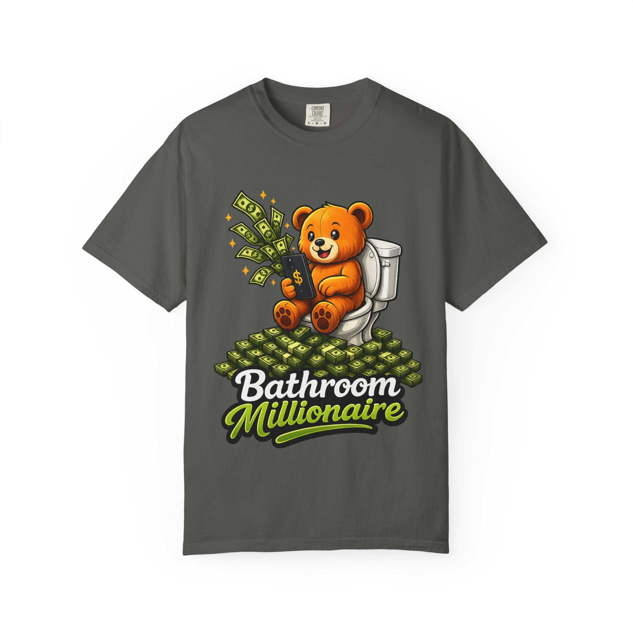 Bathroom Millionaire T-Shirt — Cute Bear on Toilet Graphic Tee