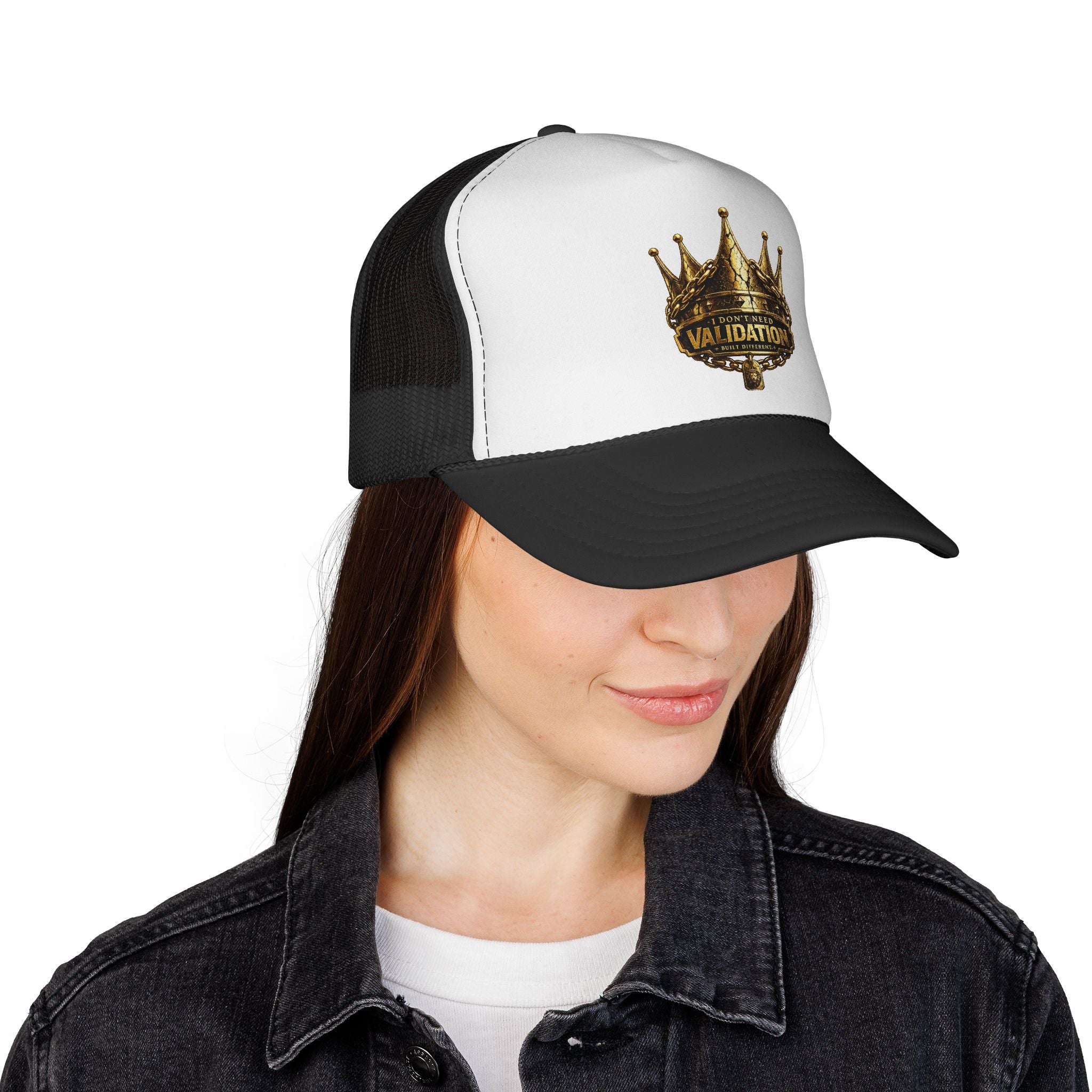 Validation King Trucker Cap — Gold Crown Logo Mesh Hat