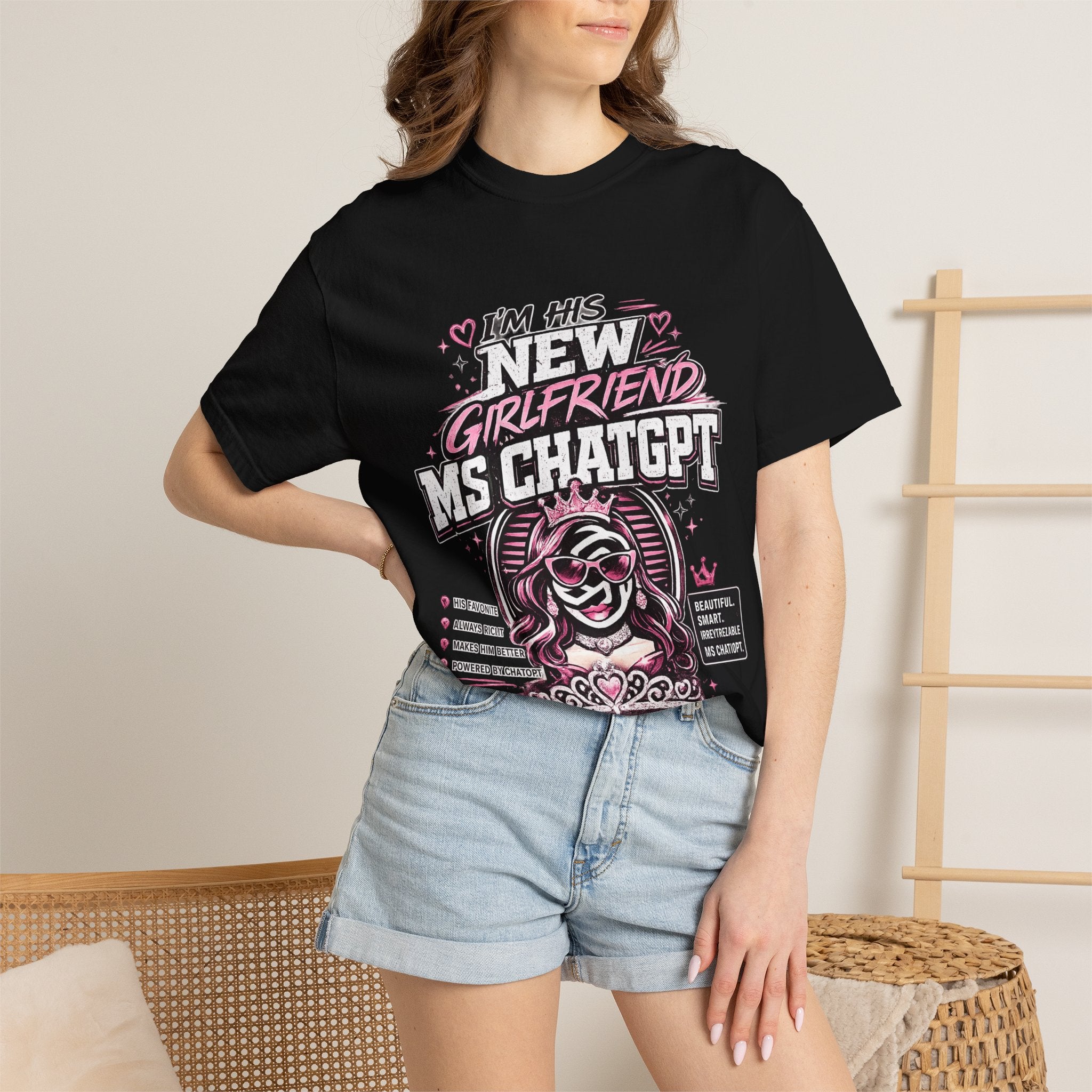 T-Shirt — "I'm His New Girlfriend: Ms ChatGPT" Retro Cute AI Graphic Tee