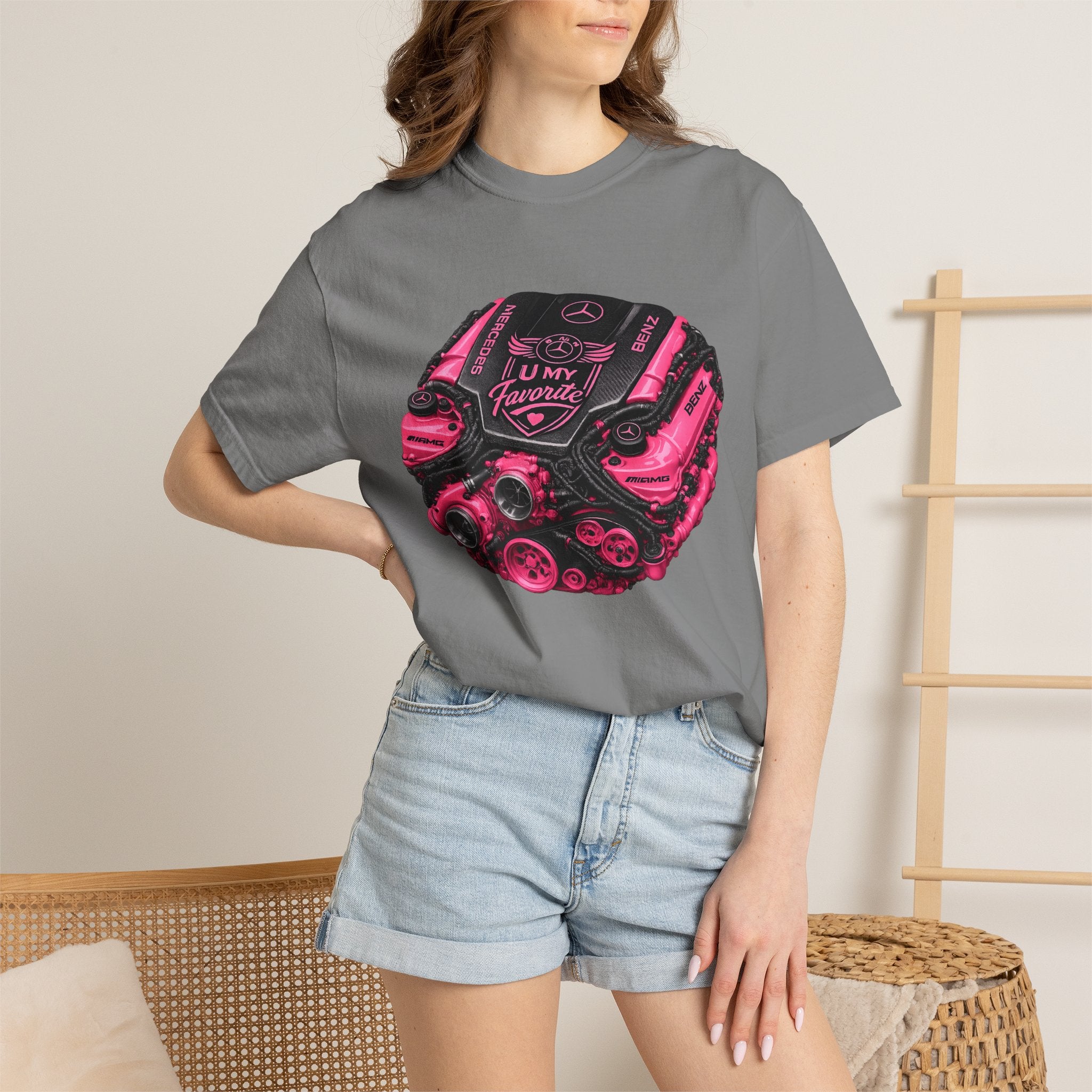 Car Engine Heart Tee — I Love Engines Graphic T-Shirt