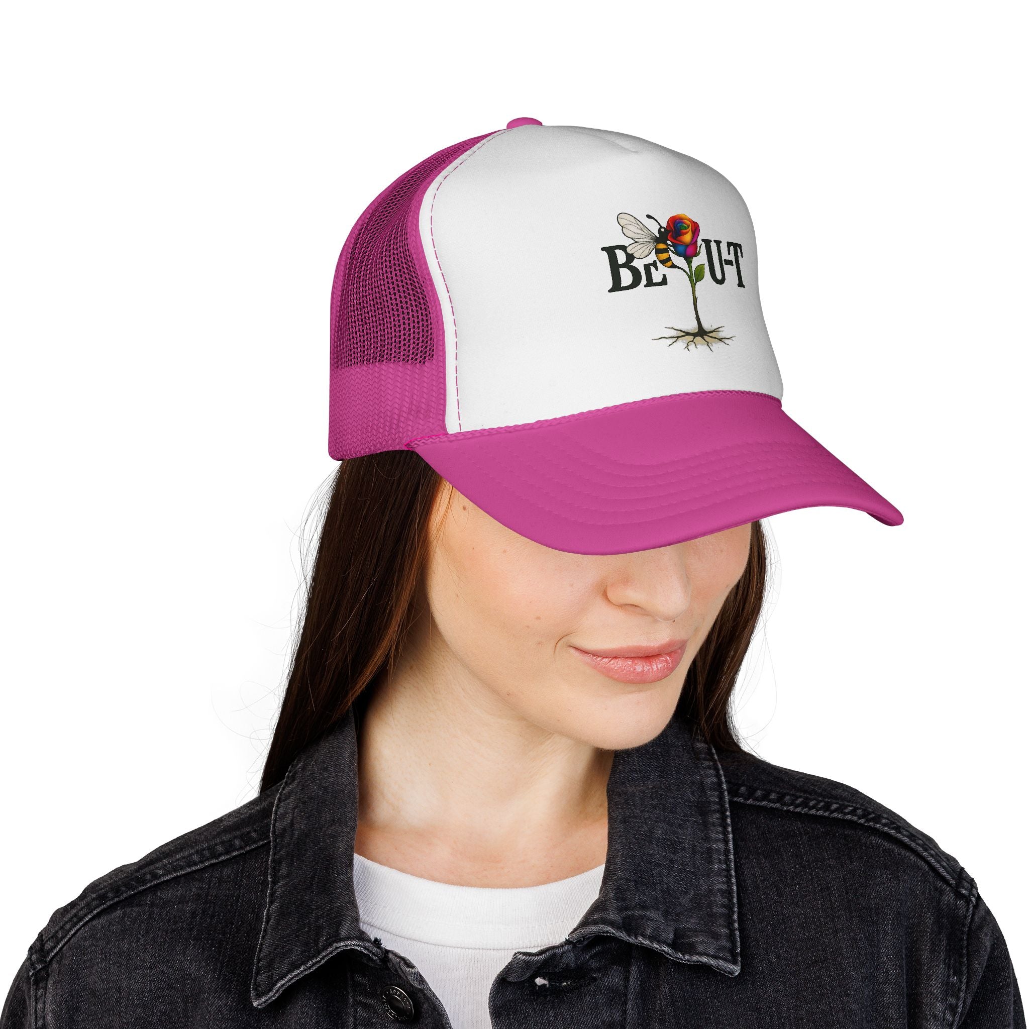 Trucker Hat — 'Be Out' Butterfly Rose Graphic Cap