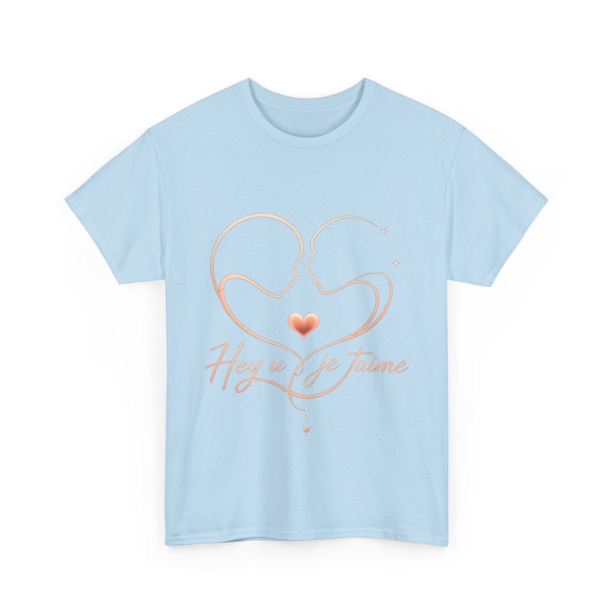 Romantic Heartline Tee — “Hey u je t'aime” French Love Graphic T-Shirt