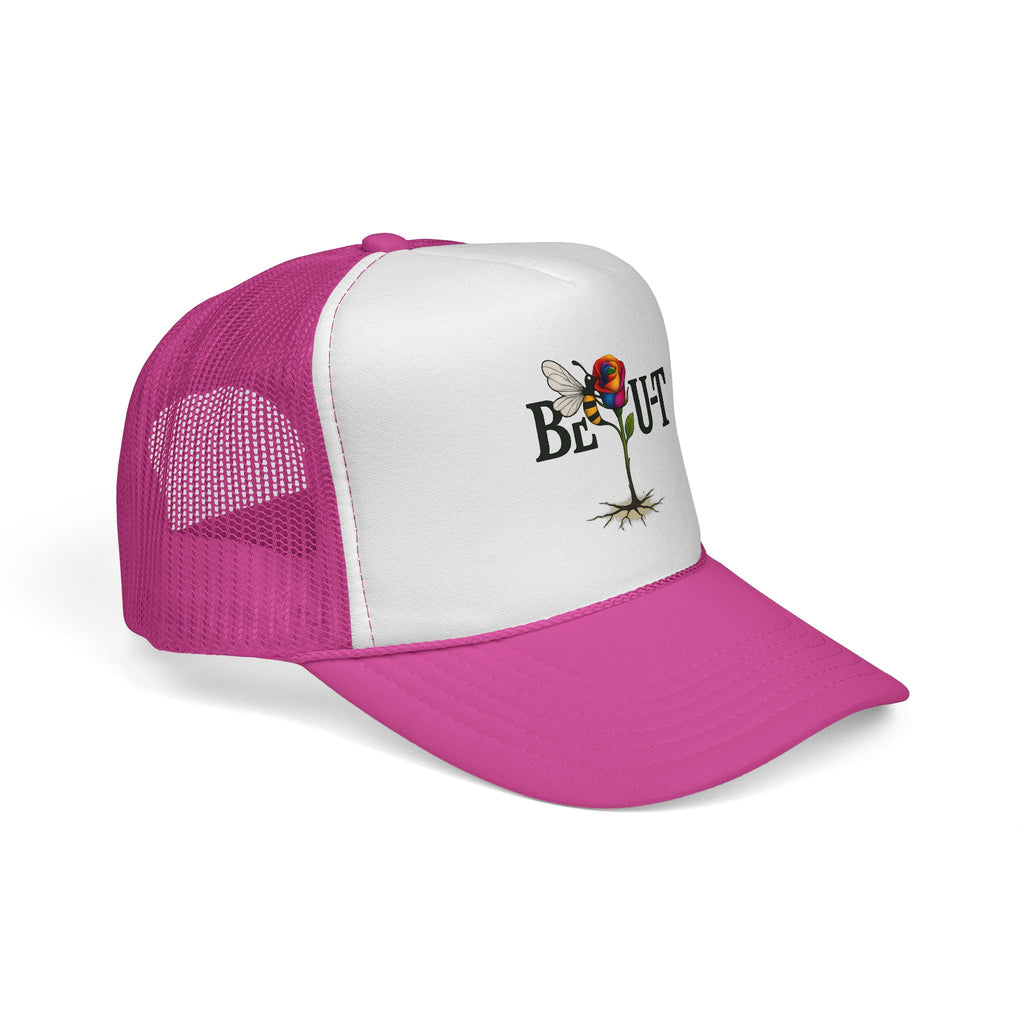 Trucker Hat — 'Be Out' Butterfly Rose Graphic Cap