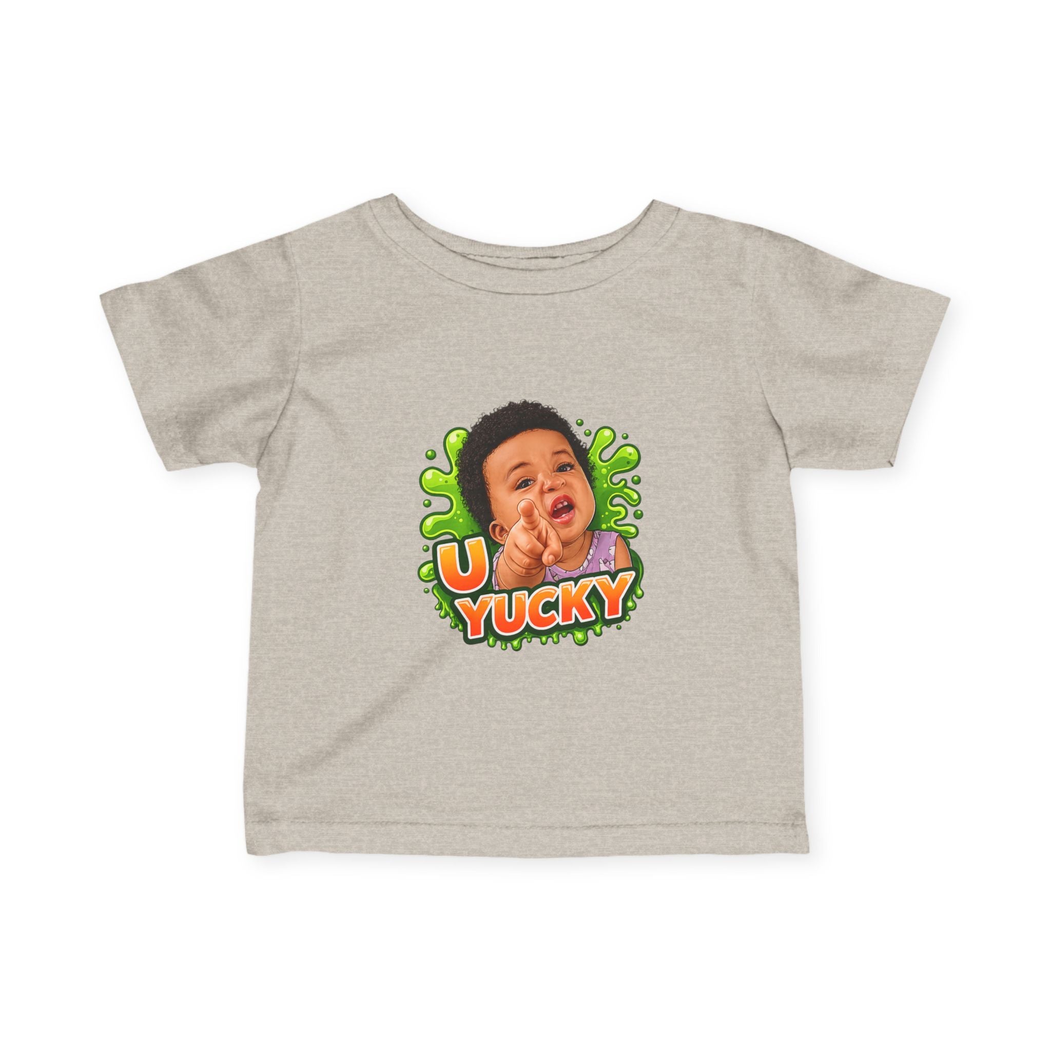 Infant Tee — "Yucky" Baby Graphic Shirt with Green Slime Design