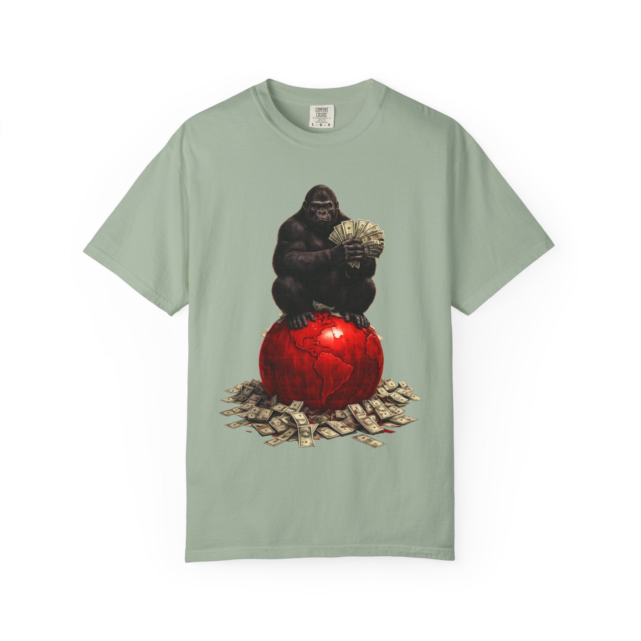 Gorilla on Money Graphic T-Shirt — Red Globe Cash Design