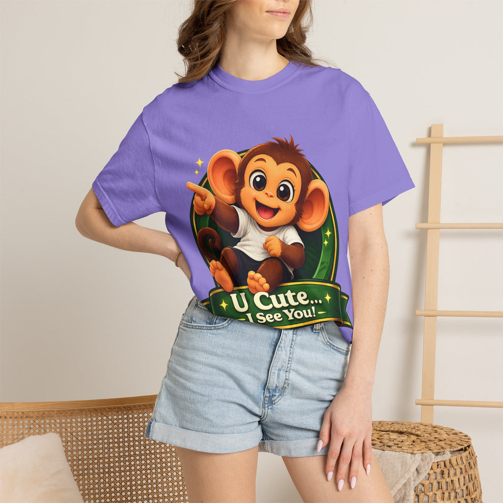 Cute Monkey T-Shirt — "U Cute... I See You!" Graphic Tee