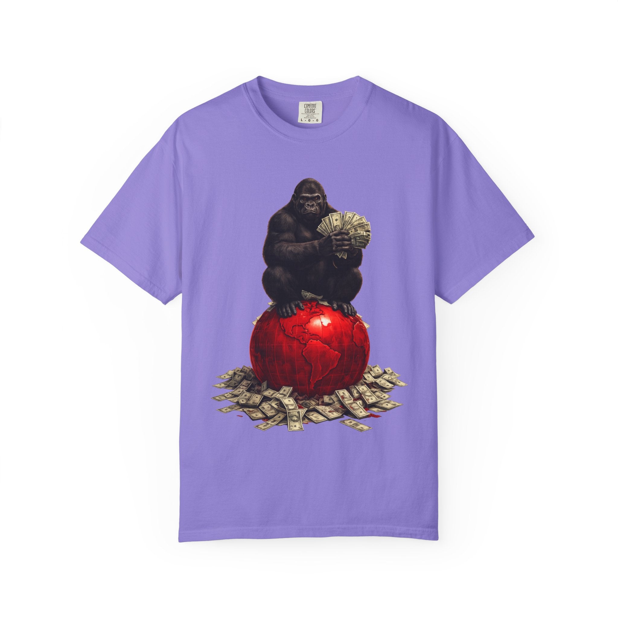 Gorilla on Money Graphic T-Shirt — Red Globe Cash Design