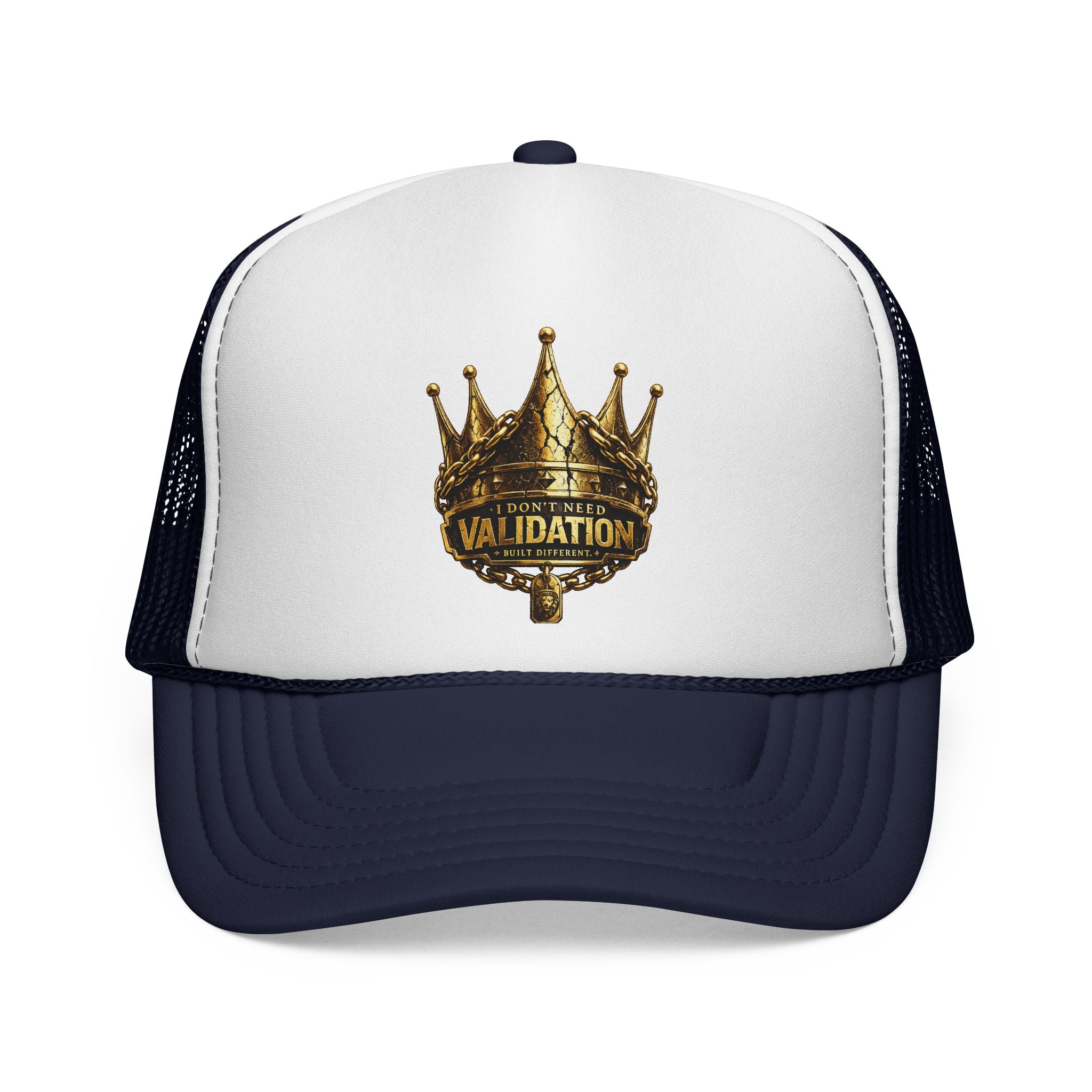 Validation King Trucker Cap — Gold Crown Logo Mesh Hat