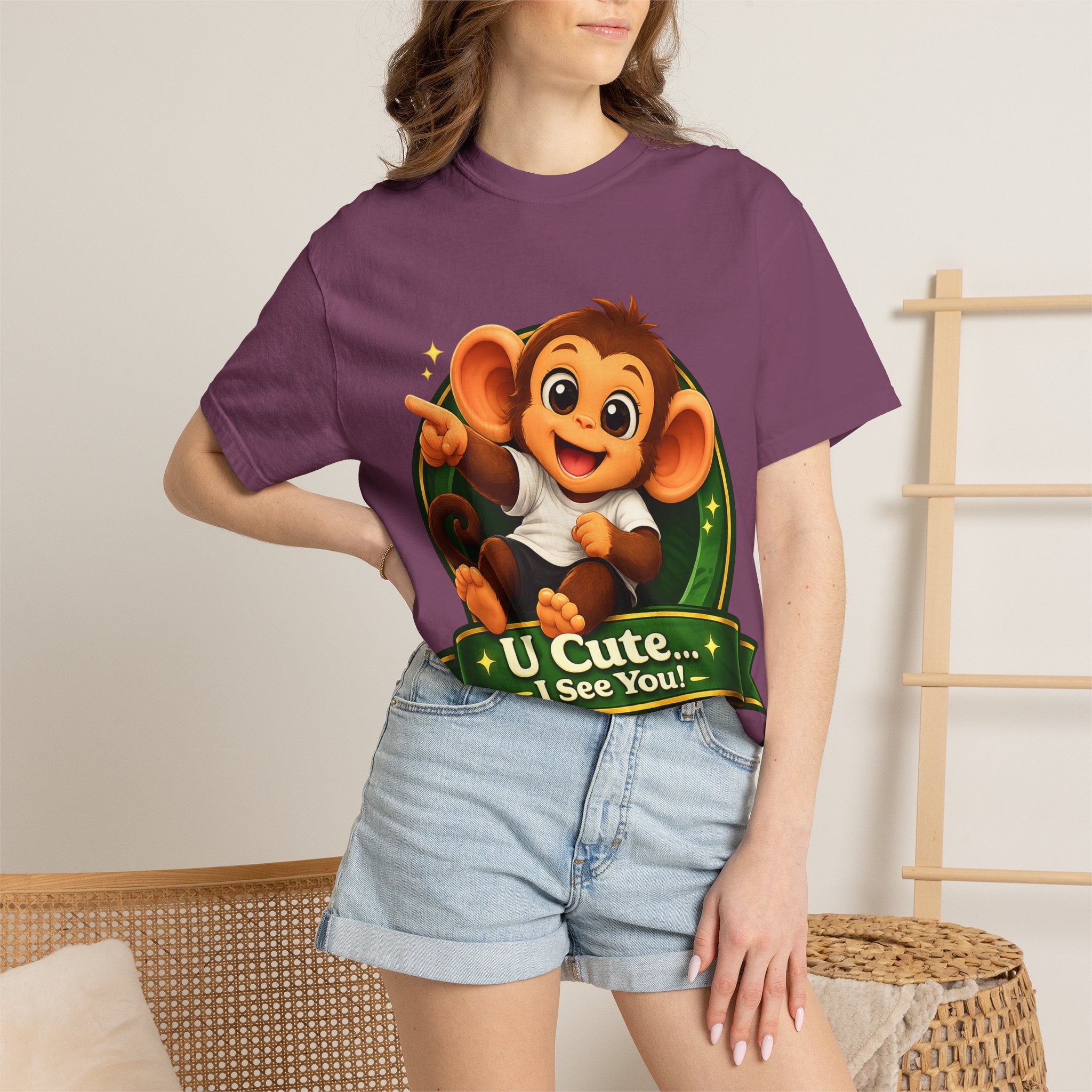 Cute Monkey T-Shirt — "U Cute... I See You!" Graphic Tee