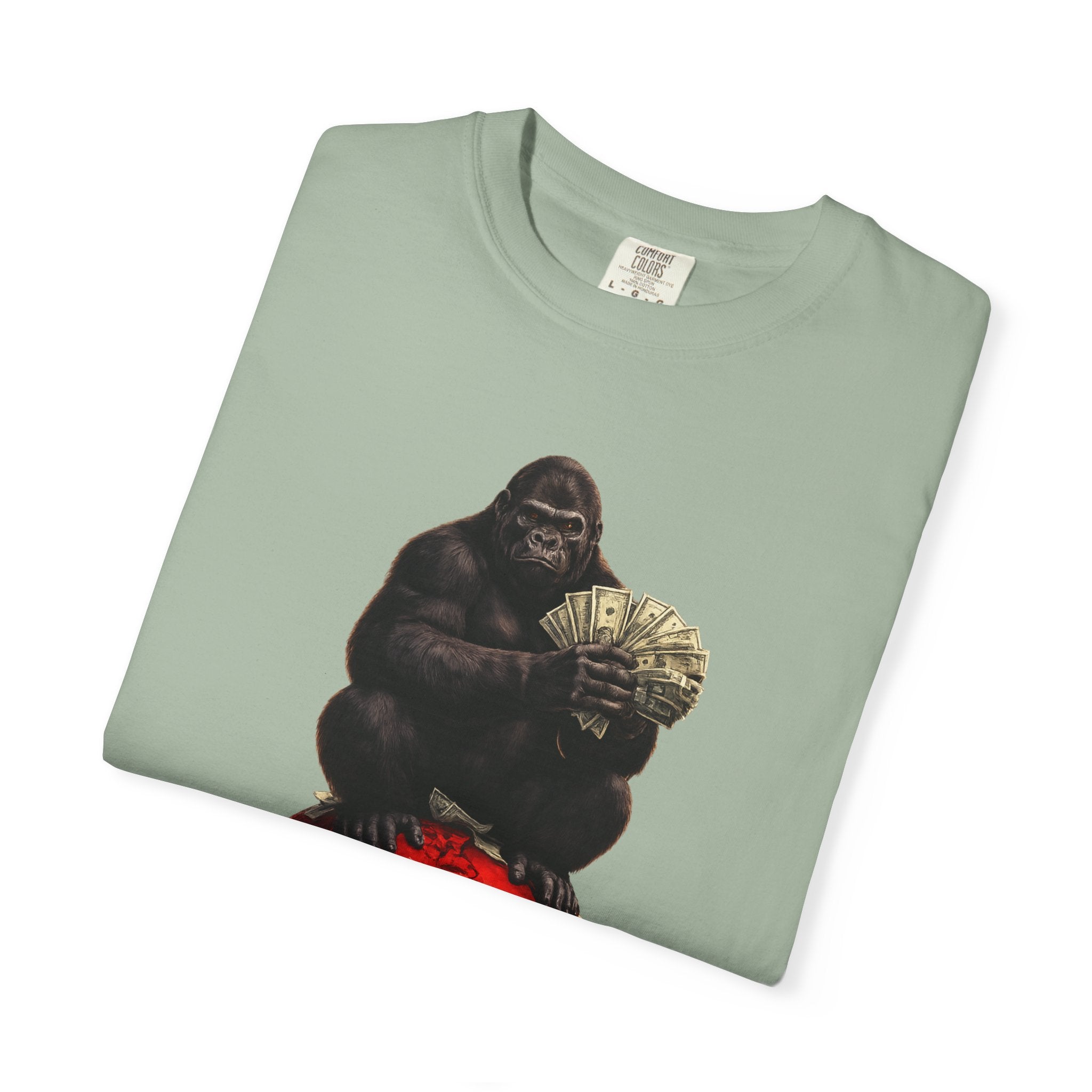 Gorilla on Money Graphic T-Shirt — Red Globe Cash Design