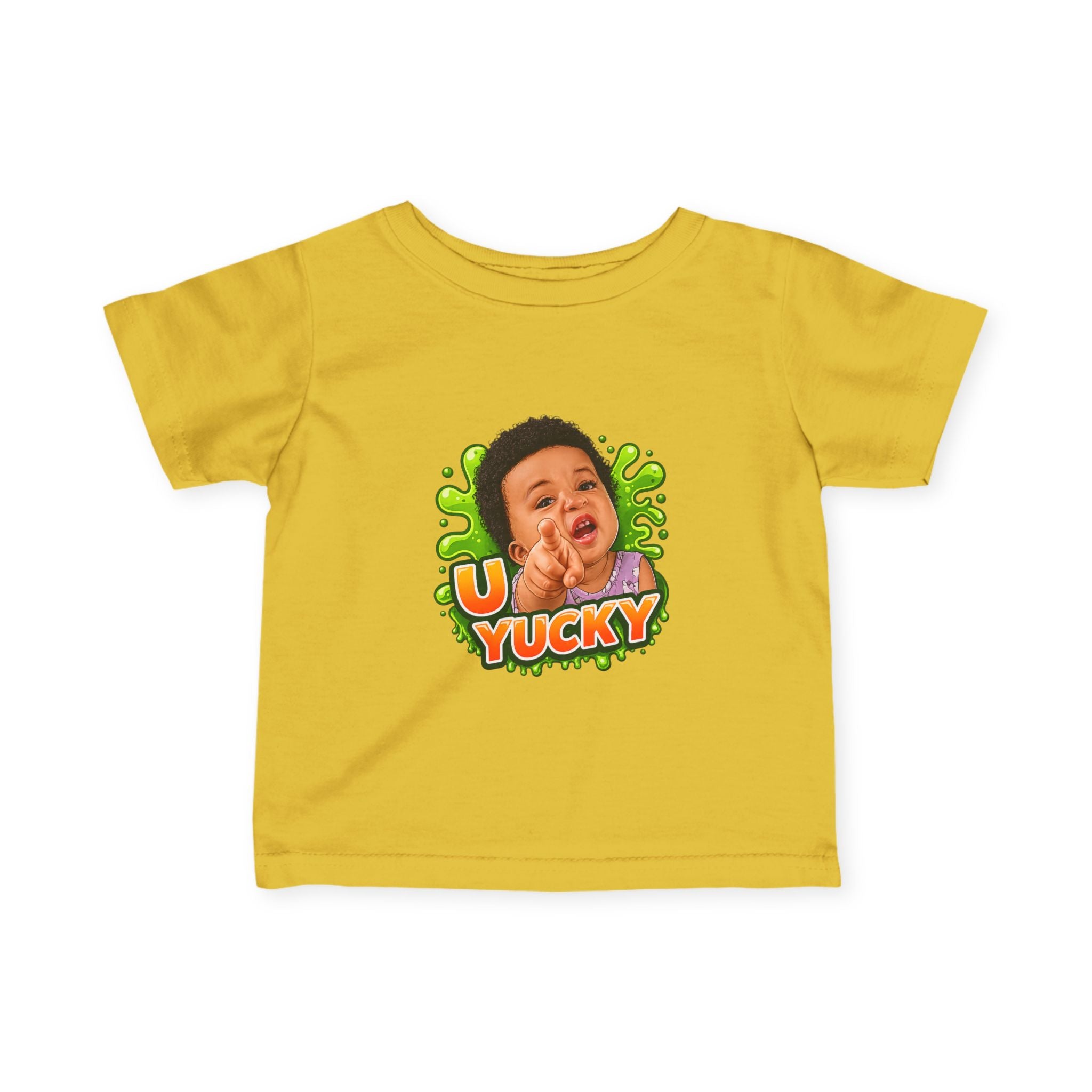 Infant Tee — "Yucky" Baby Graphic Shirt with Green Slime Design
