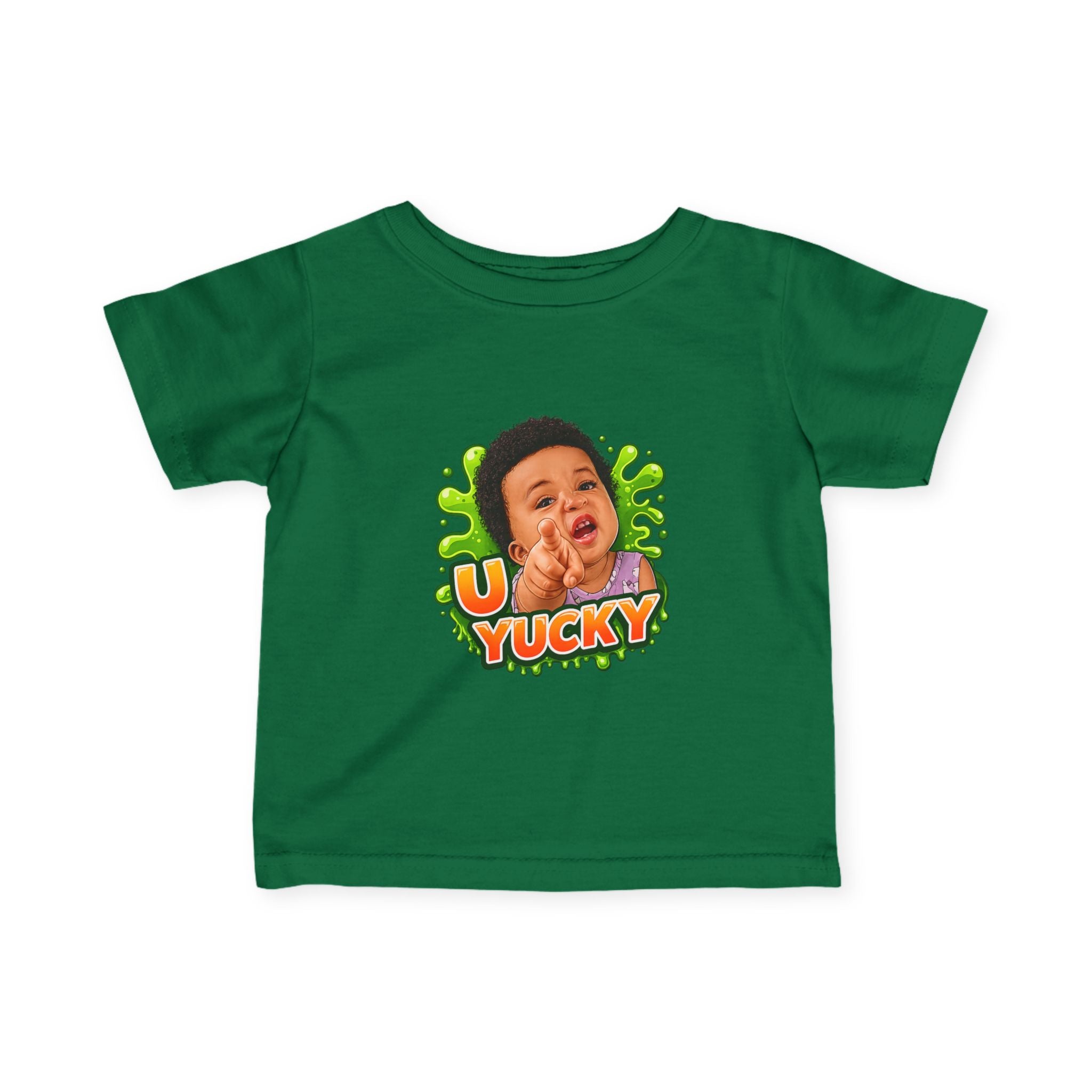 Infant Tee — "Yucky" Baby Graphic Shirt with Green Slime Design