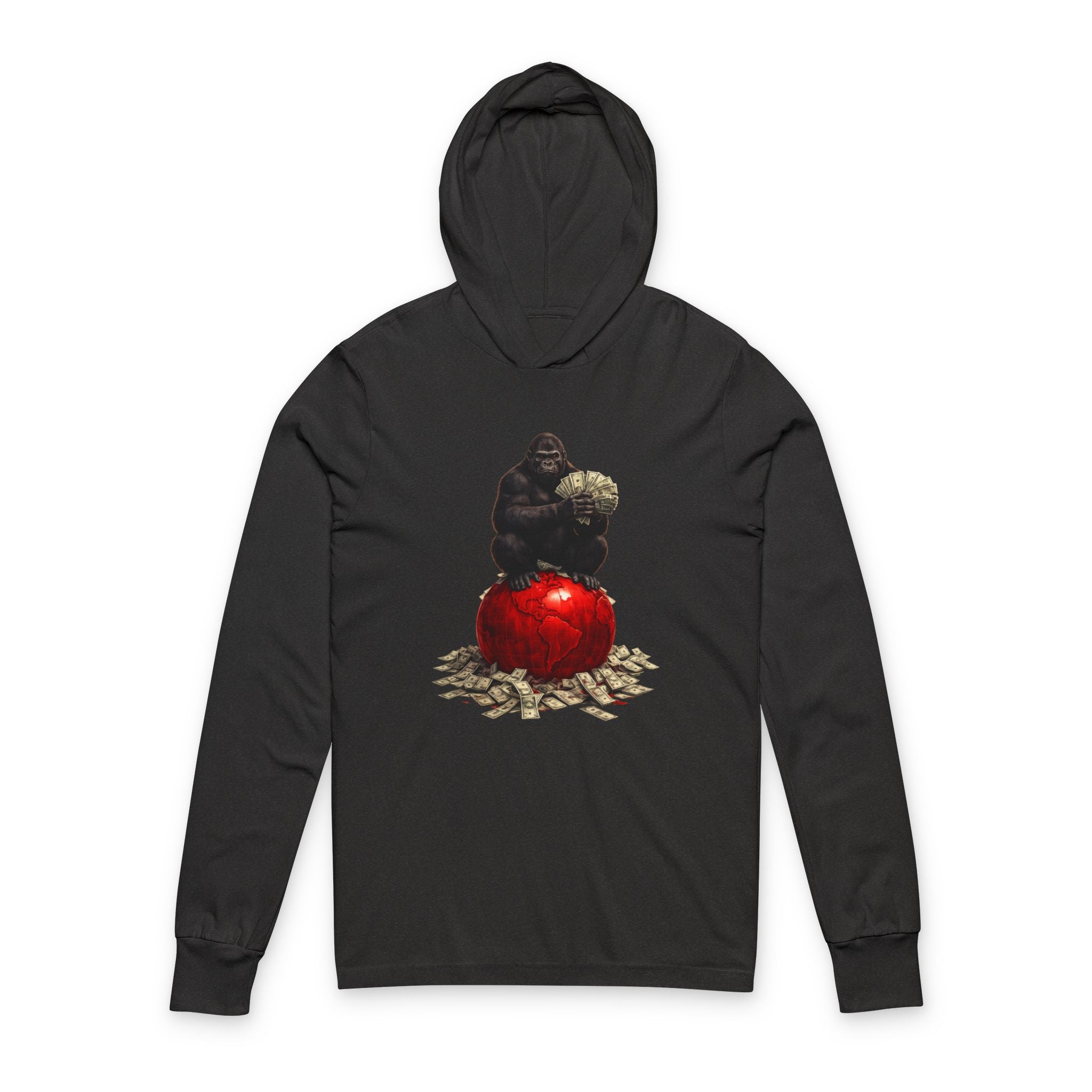 Gorilla on Apple Hooded Long Sleeve Tee