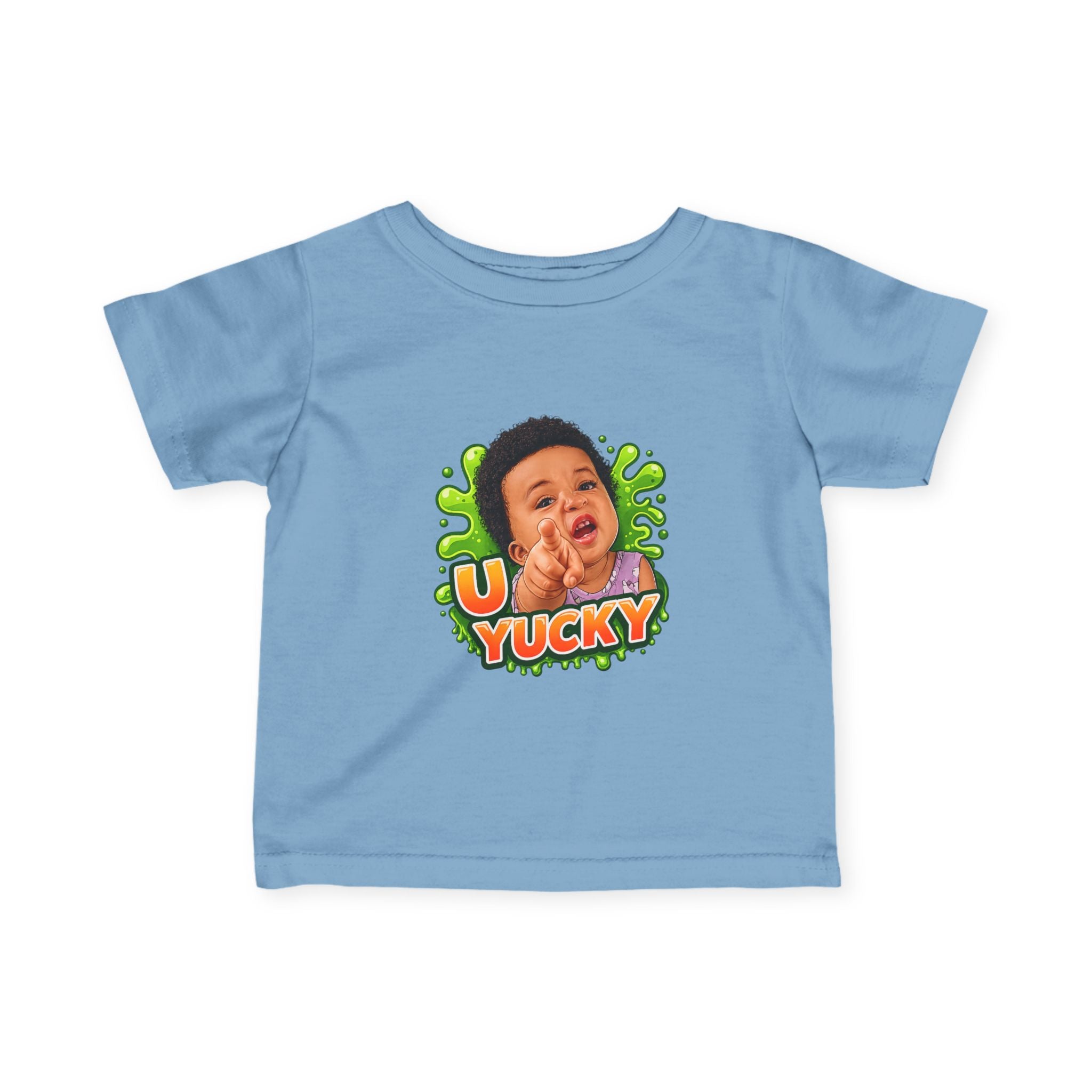 Infant Tee — "Yucky" Baby Graphic Shirt with Green Slime Design