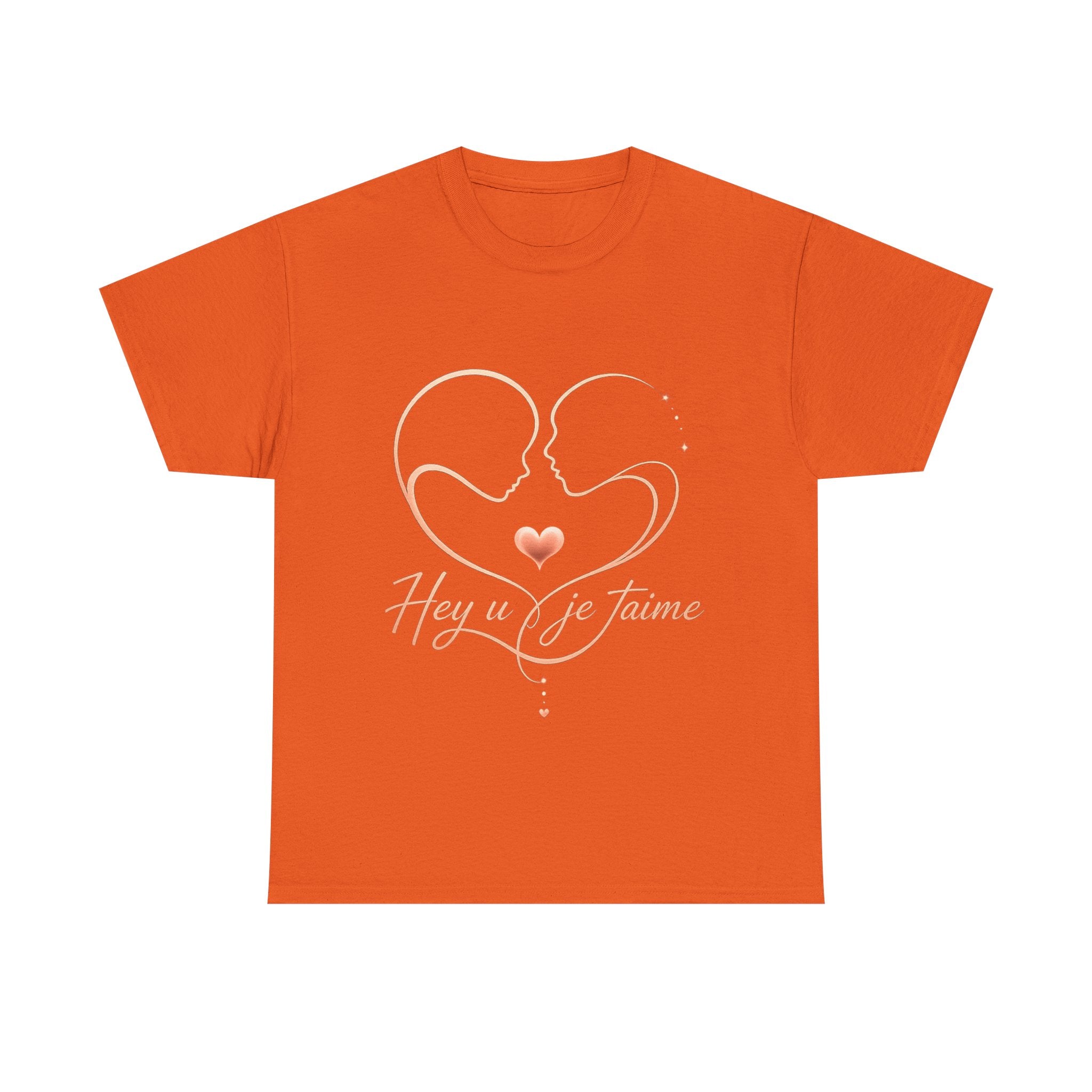 Romantic Heartline Tee — “Hey u je t'aime” French Love Graphic T-Shirt