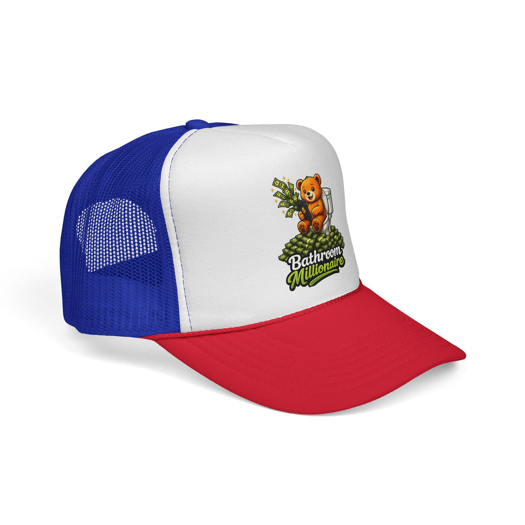 Bathroom Millionaire Trucker Cap — Cute Teddy Toilet Graphic Mesh Hat