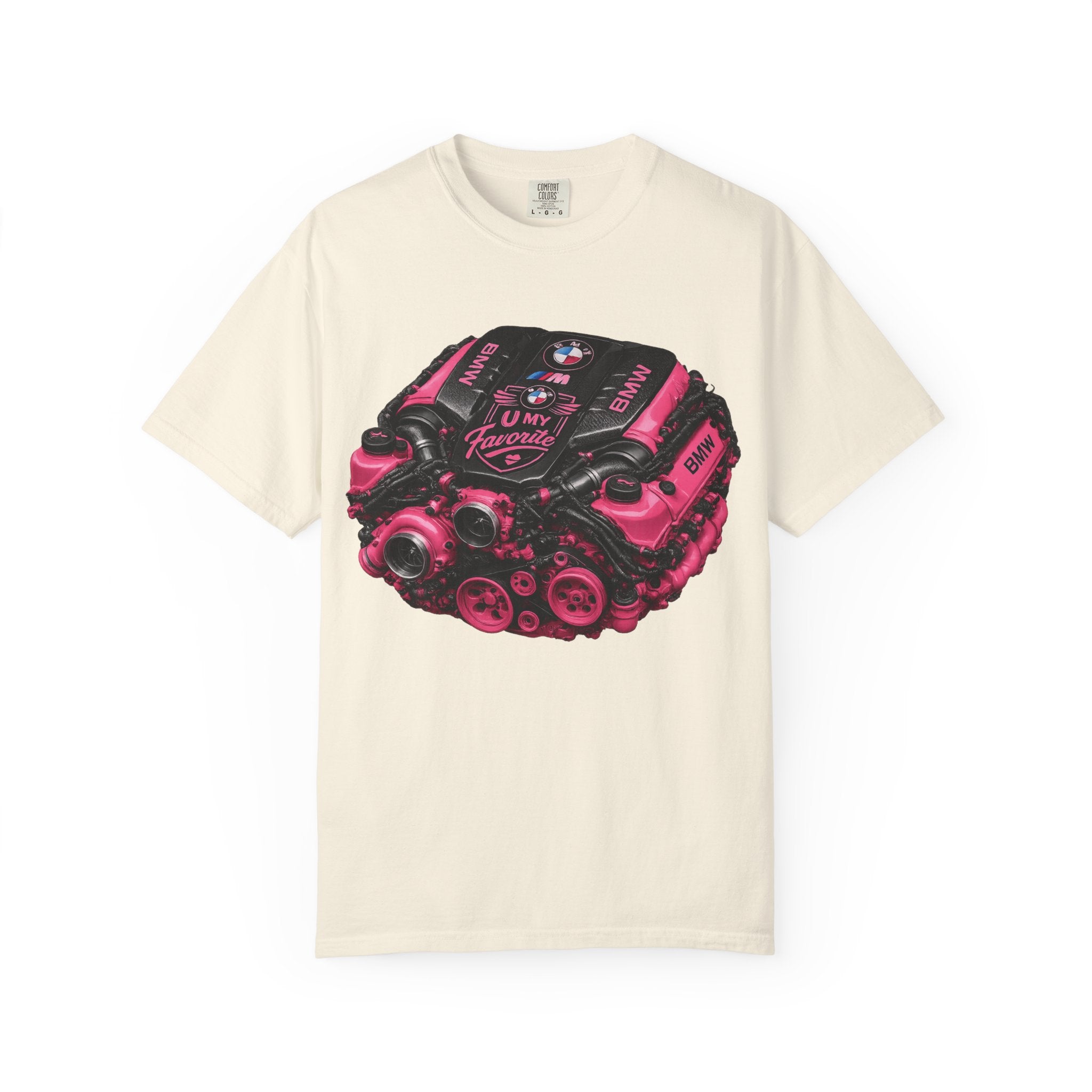 Pink Turbo Engine T-Shirt — Vintage Car Mechanic Tee