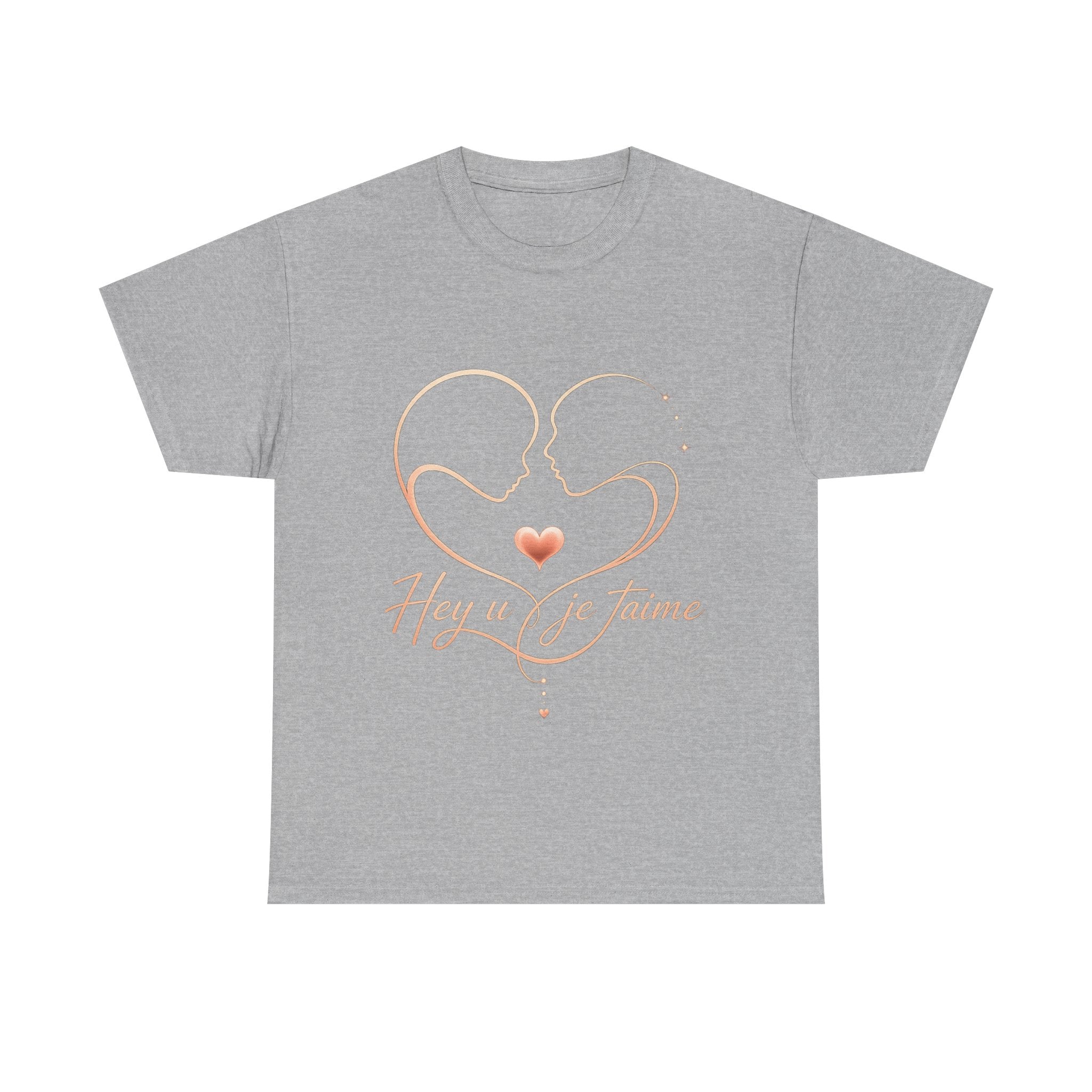 Romantic Heartline Tee — “Hey u je t'aime” French Love Graphic T-Shirt