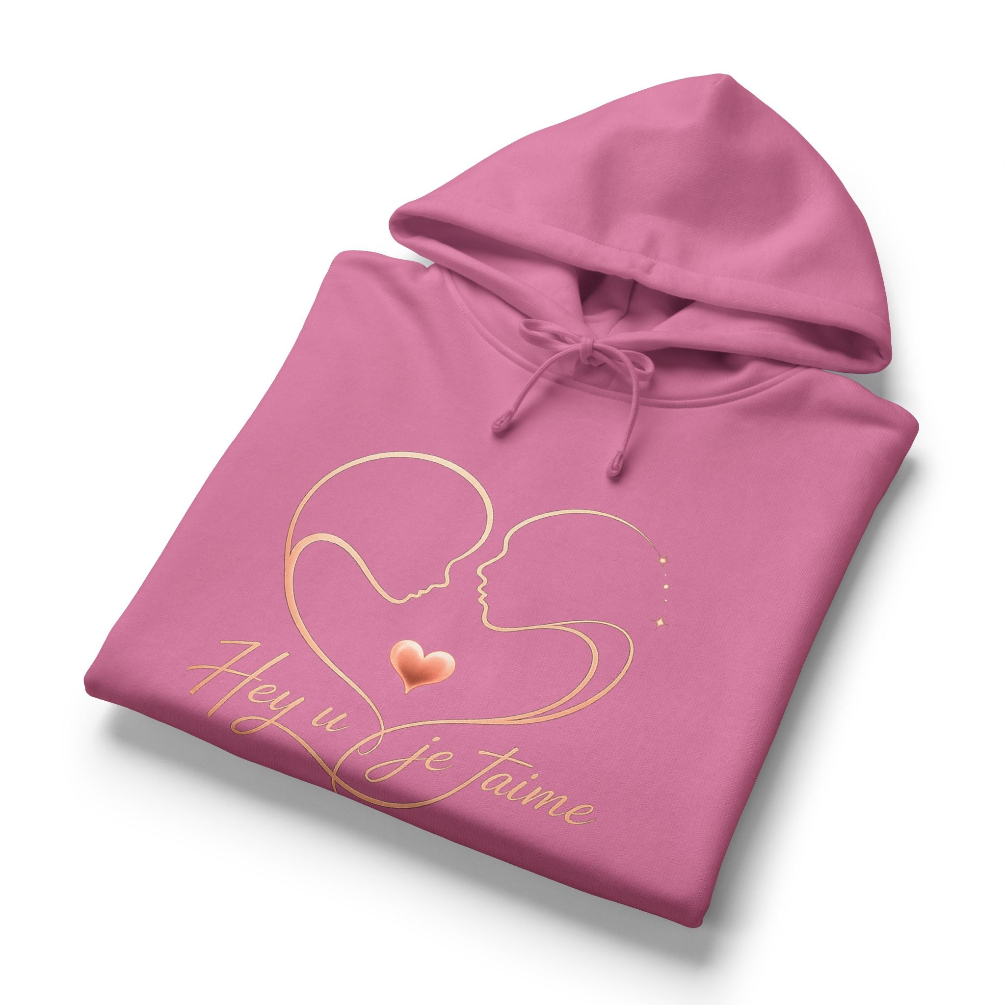 Romantic Heartline Hoodie – "Hey u je t'aime" Women's Organic Hoodie
