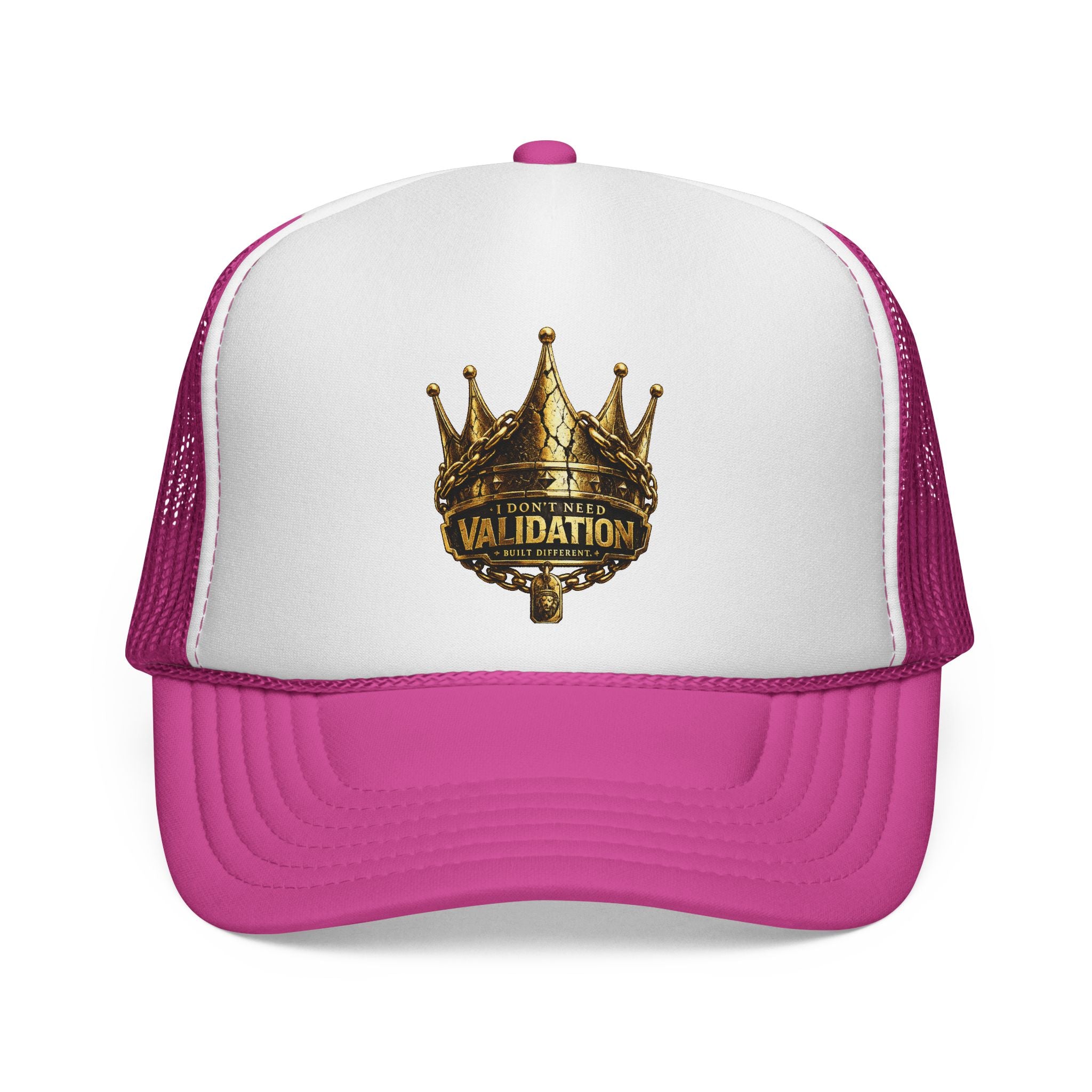 Validation King Trucker Cap — Gold Crown Logo Mesh Hat