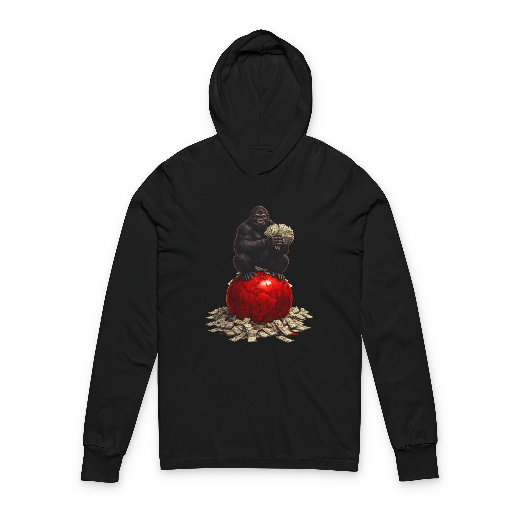 Gorilla on Apple Hooded Long Sleeve Tee