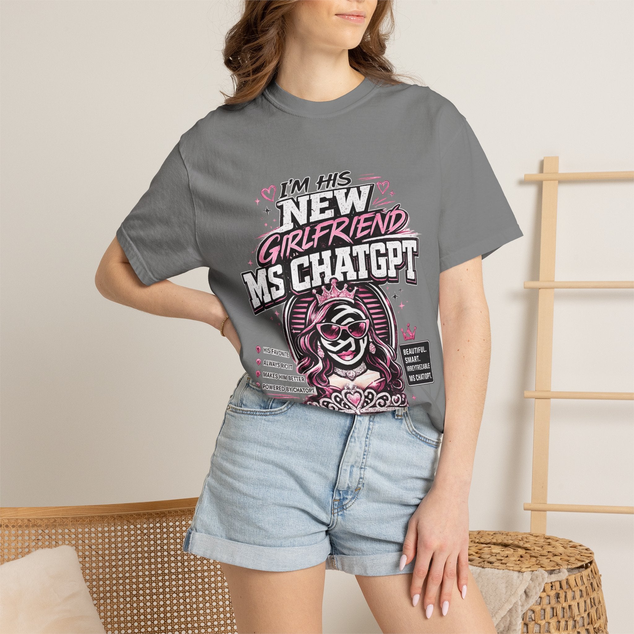 T-Shirt — "I'm His New Girlfriend: Ms ChatGPT" Retro Cute AI Graphic Tee