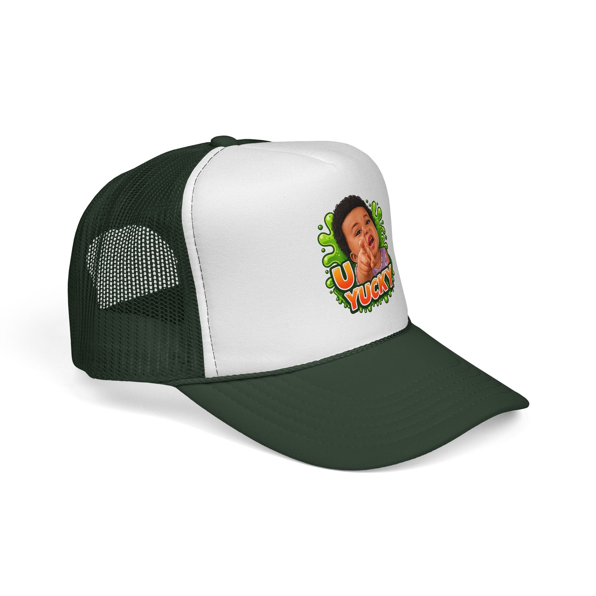 U Yucky Baby Trucker Cap — Funny Retro Slime Graphic Mesh Hat