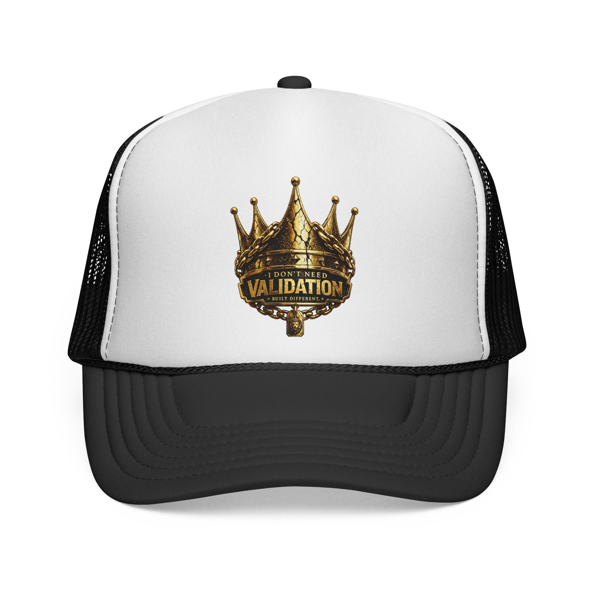 Validation King Trucker Cap — Gold Crown Logo Mesh Hat