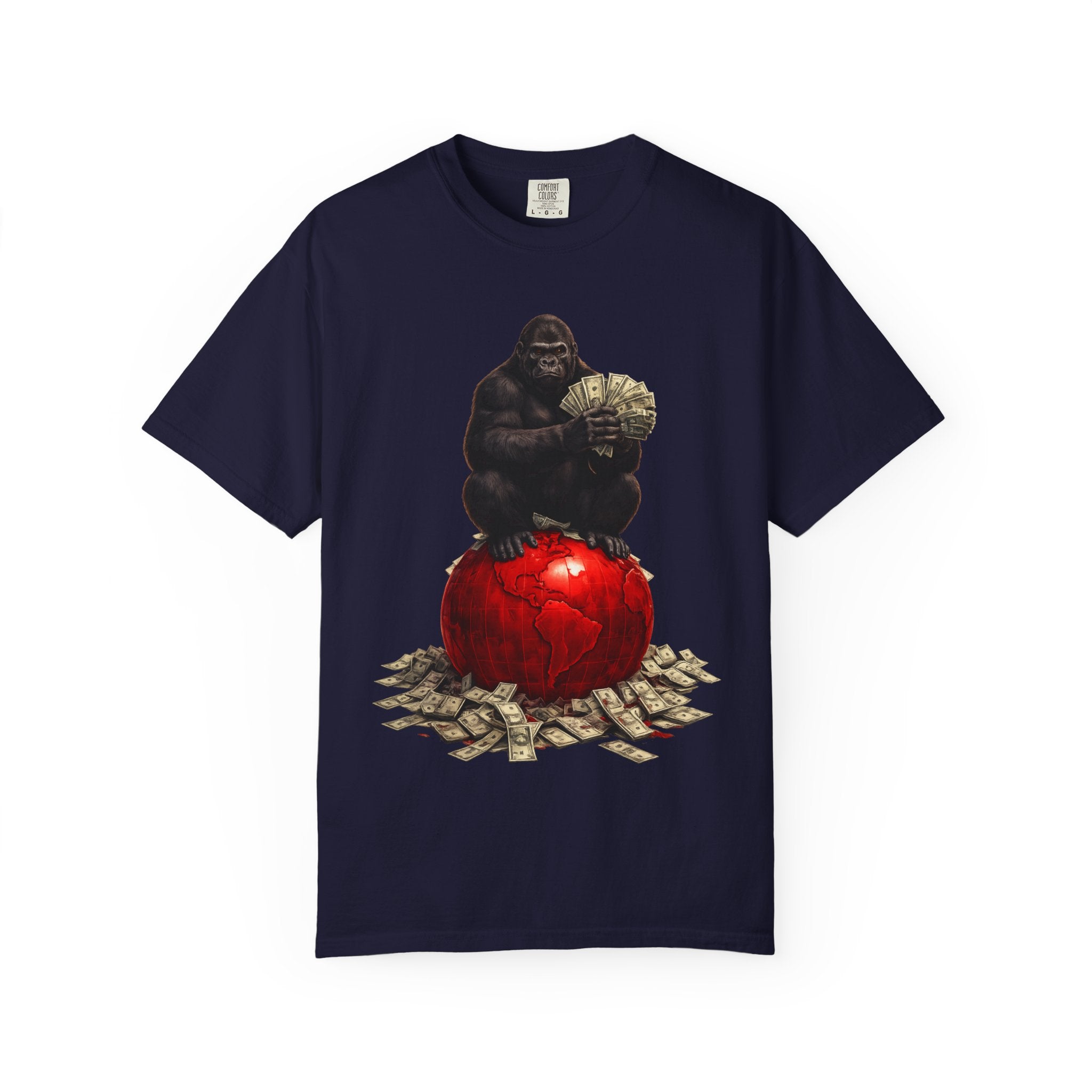 Gorilla on Money Graphic T-Shirt — Red Globe Cash Design