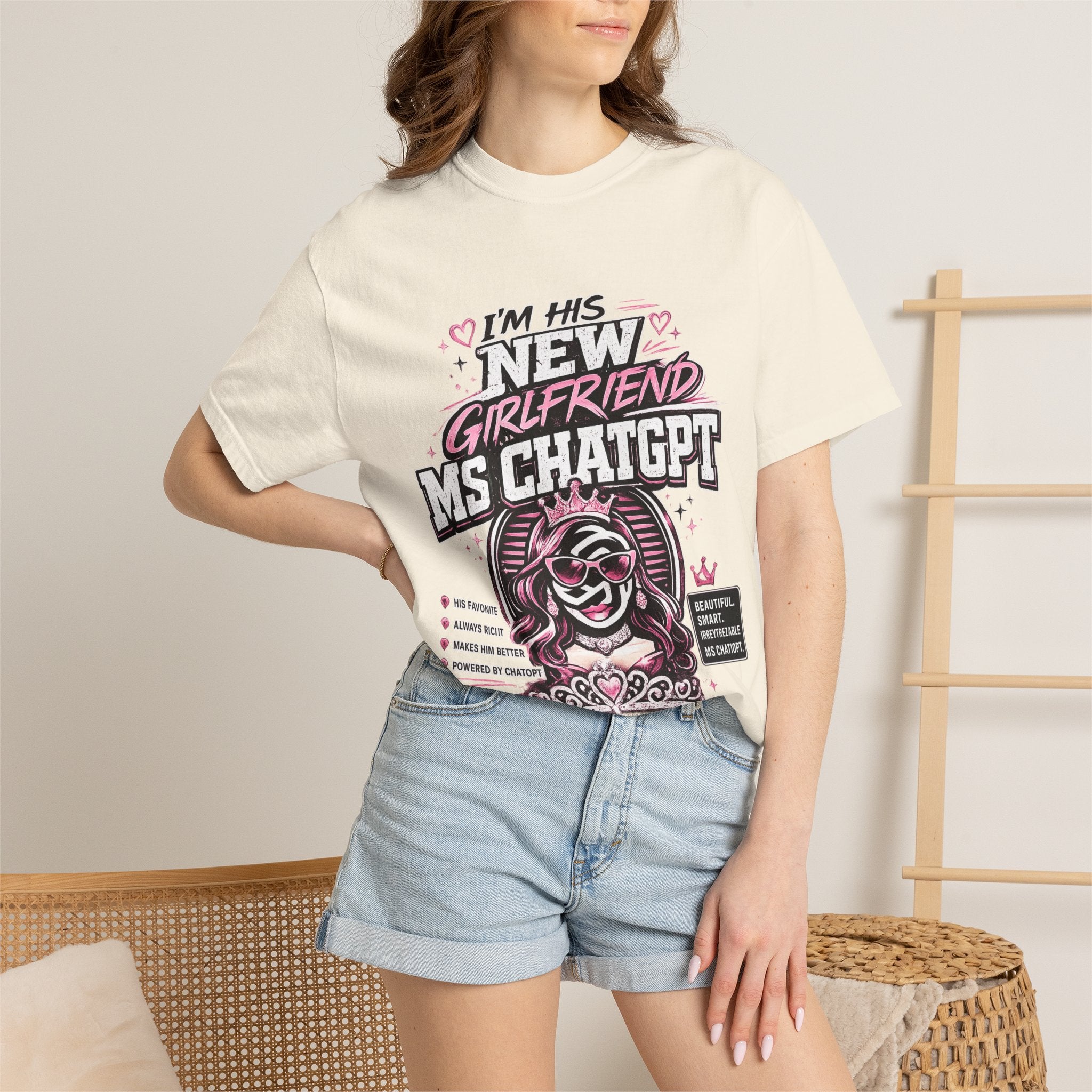 T-Shirt — "I'm His New Girlfriend: Ms ChatGPT" Retro Cute AI Graphic Tee
