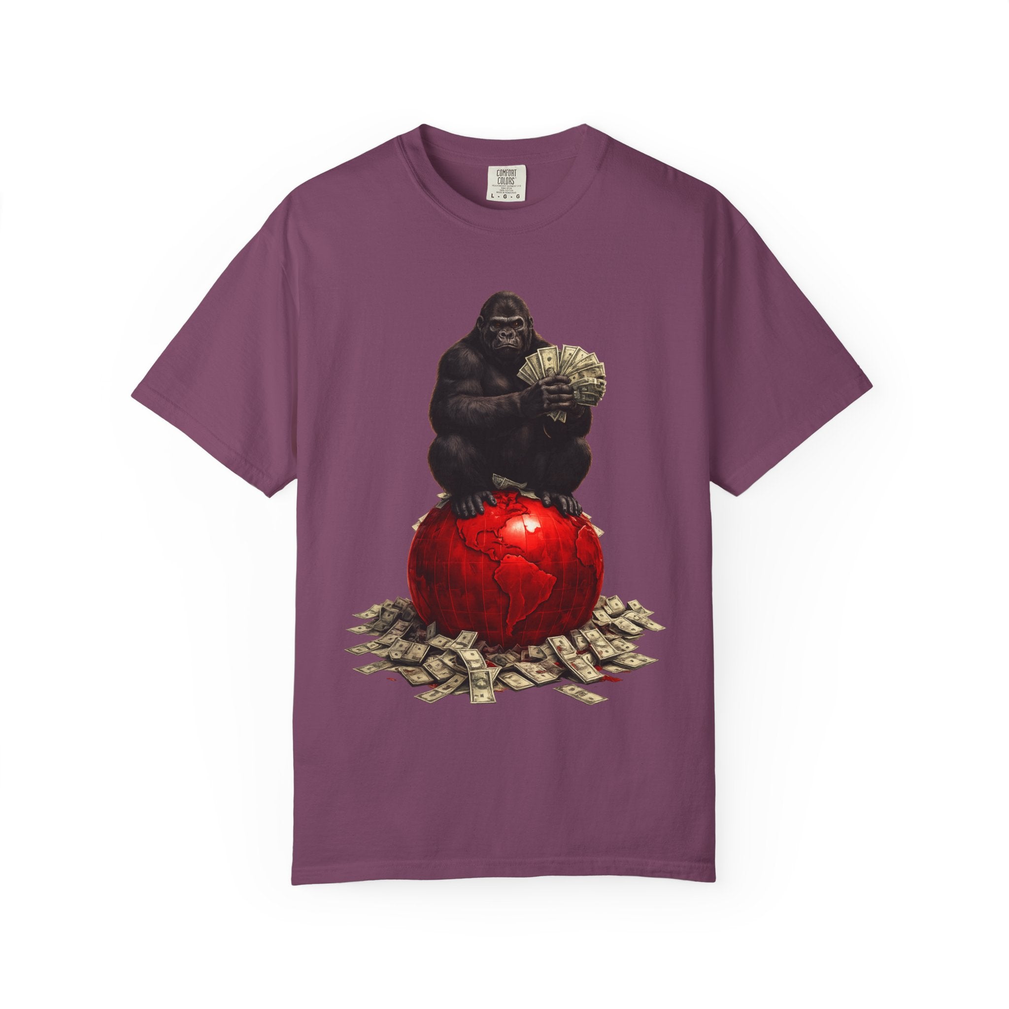 Gorilla on Money Graphic T-Shirt — Red Globe Cash Design