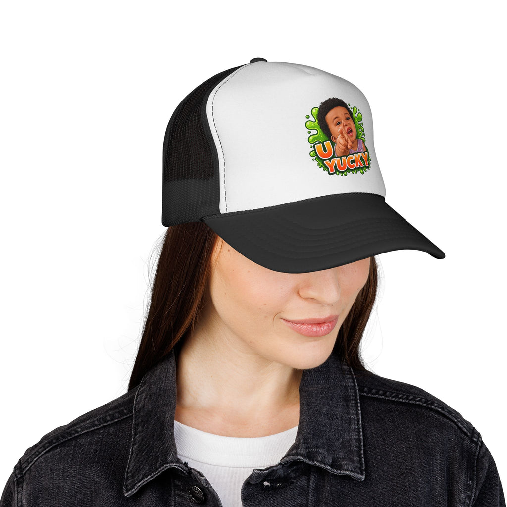 U Yucky Baby Trucker Cap — Funny Retro Slime Graphic Mesh Hat