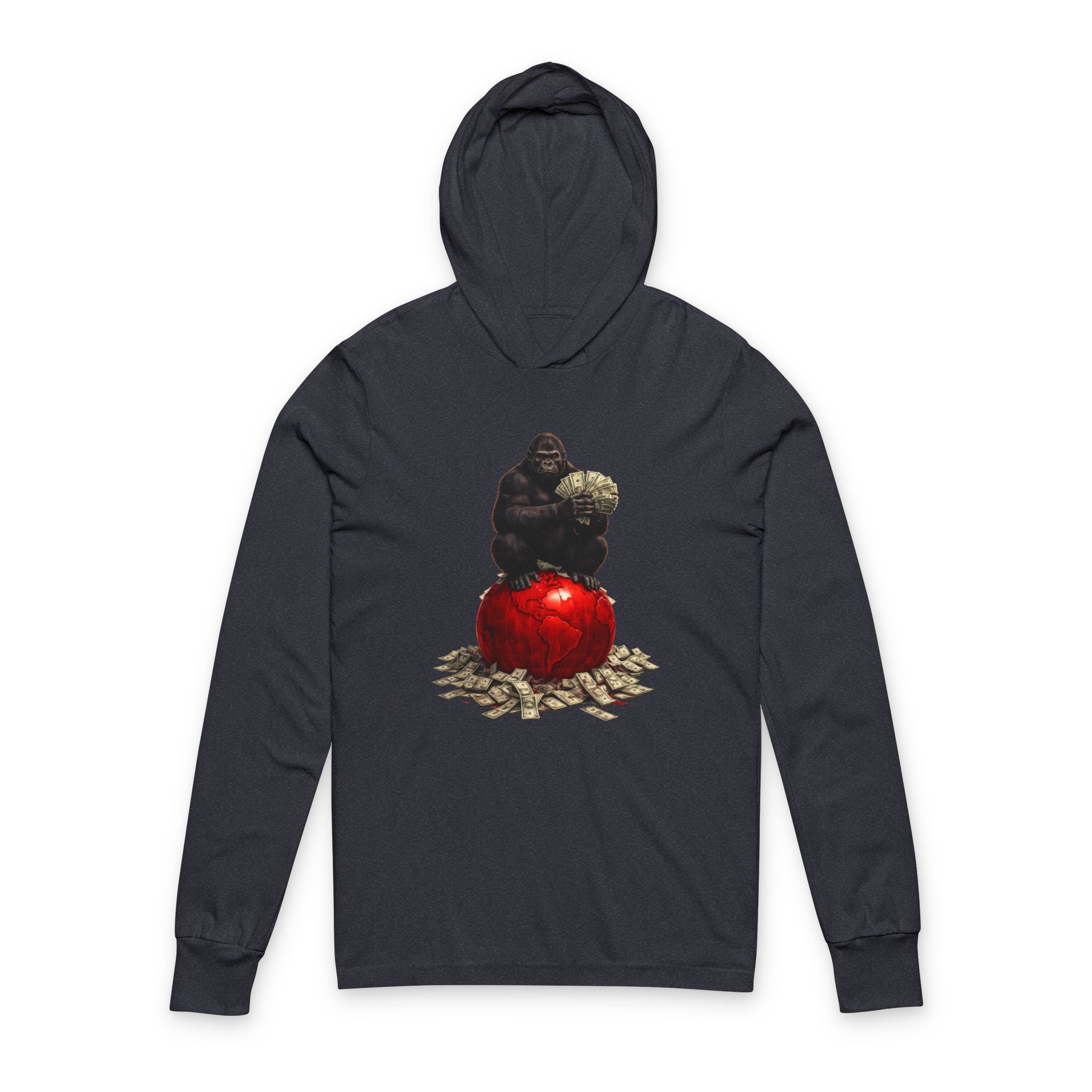 Gorilla on Apple Hooded Long Sleeve Tee
