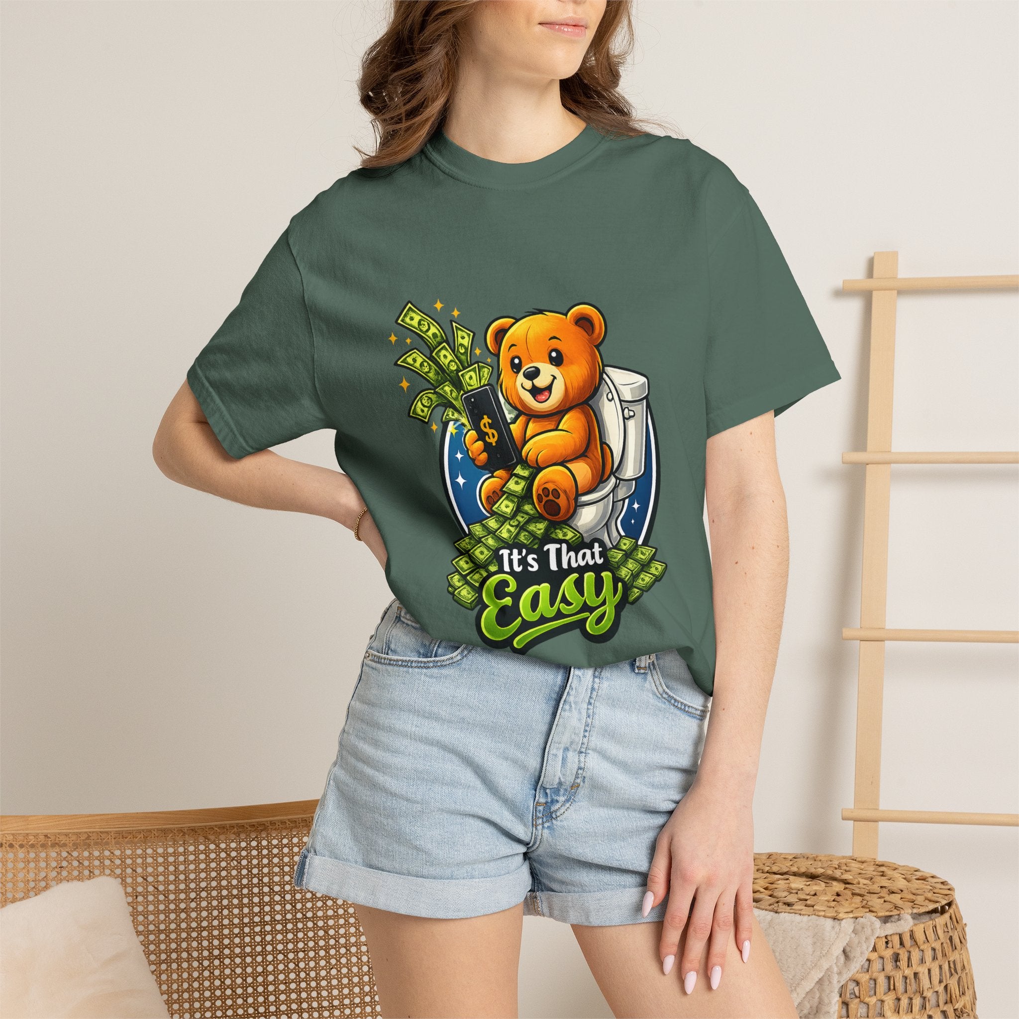 Bathroom Billionaire T-Shirt — Cute Bear on Toilet Graphic Tee