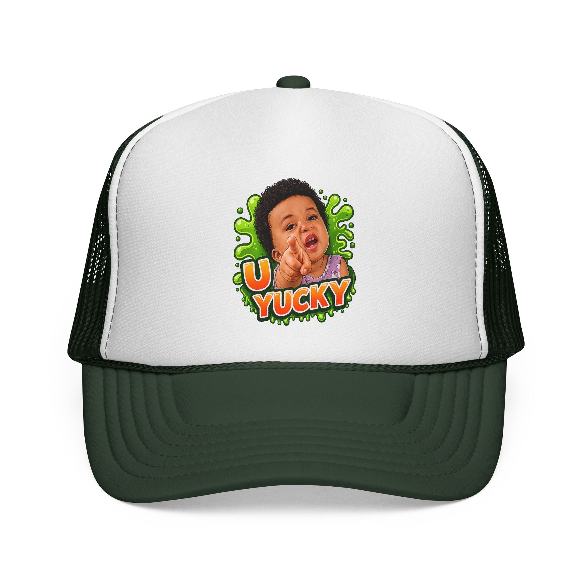 U Yucky Baby Trucker Cap — Funny Retro Slime Graphic Mesh Hat