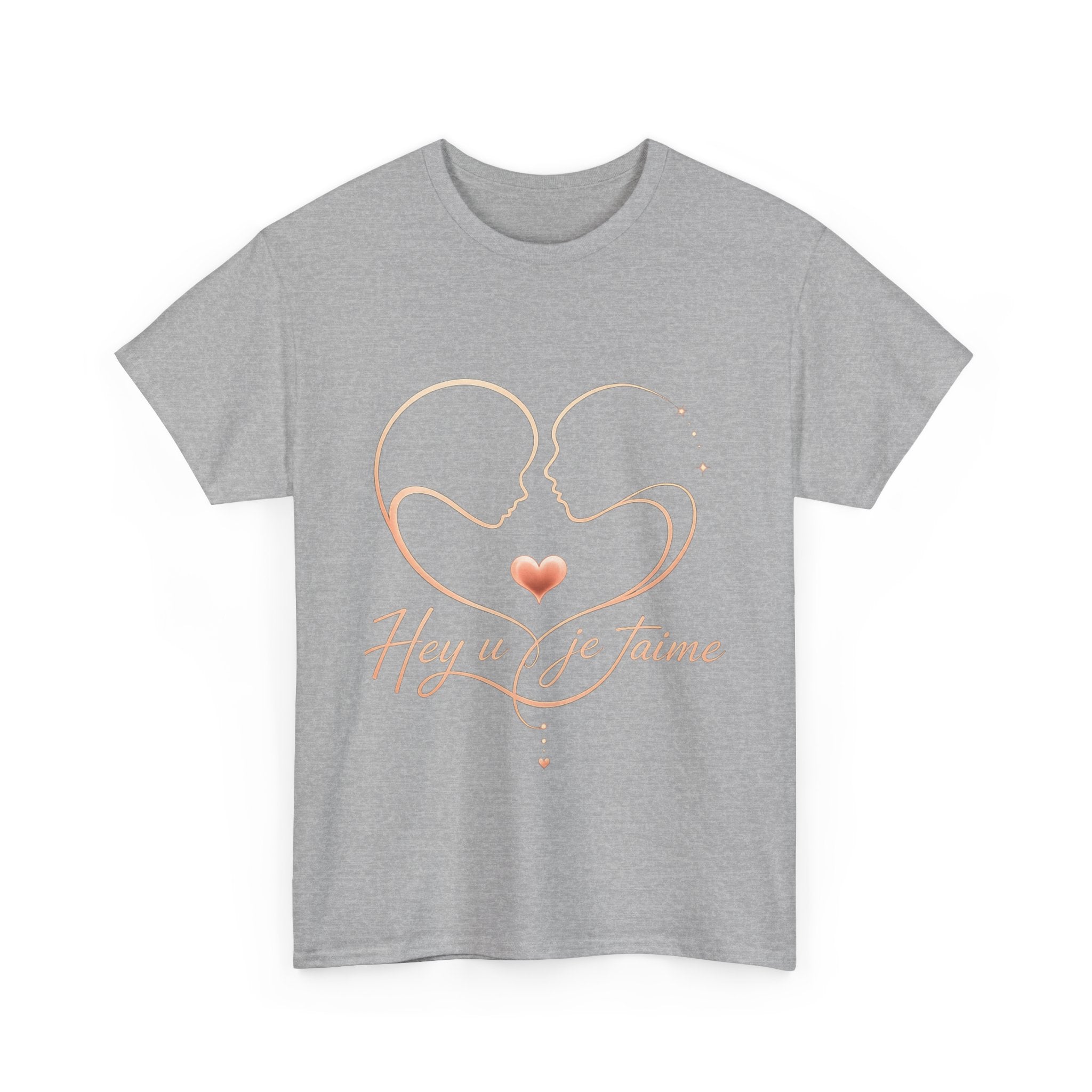 Romantic Heartline Tee — “Hey u je t'aime” French Love Graphic T-Shirt
