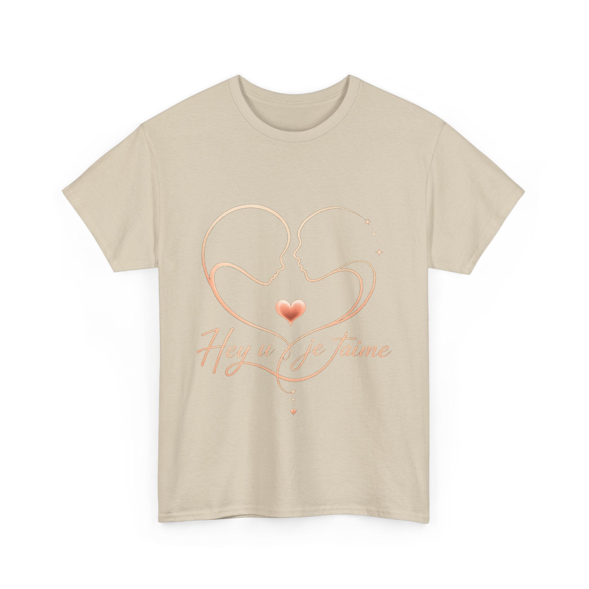 Romantic Heartline Tee — “Hey u je t'aime” French Love Graphic T-Shirt