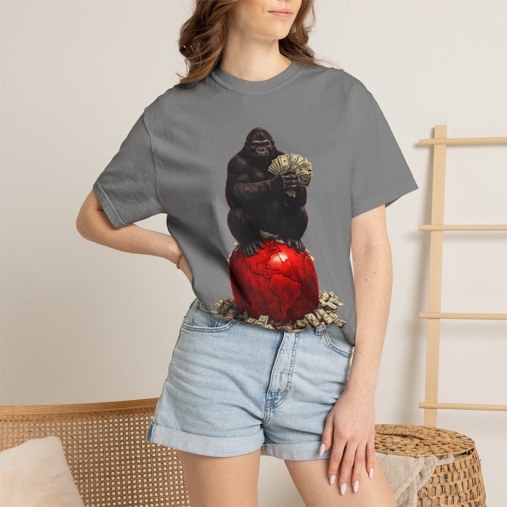 Gorilla on Money Graphic T-Shirt — Red Globe Cash Design