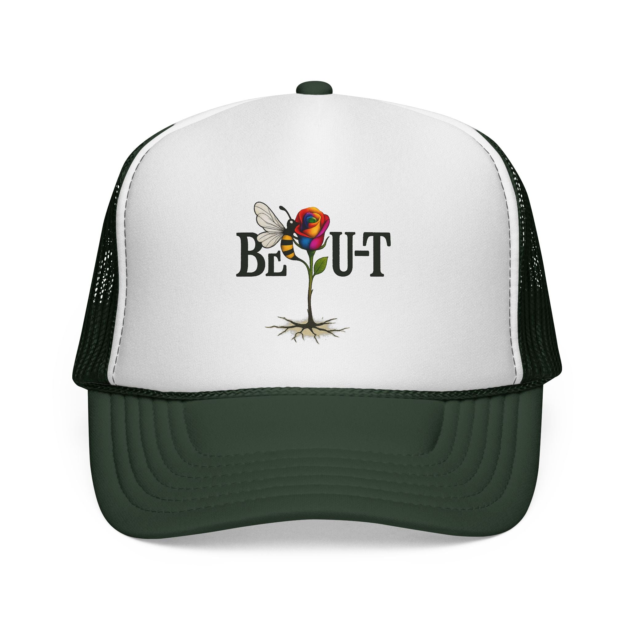 Trucker Hat — 'Be Out' Butterfly Rose Graphic Cap