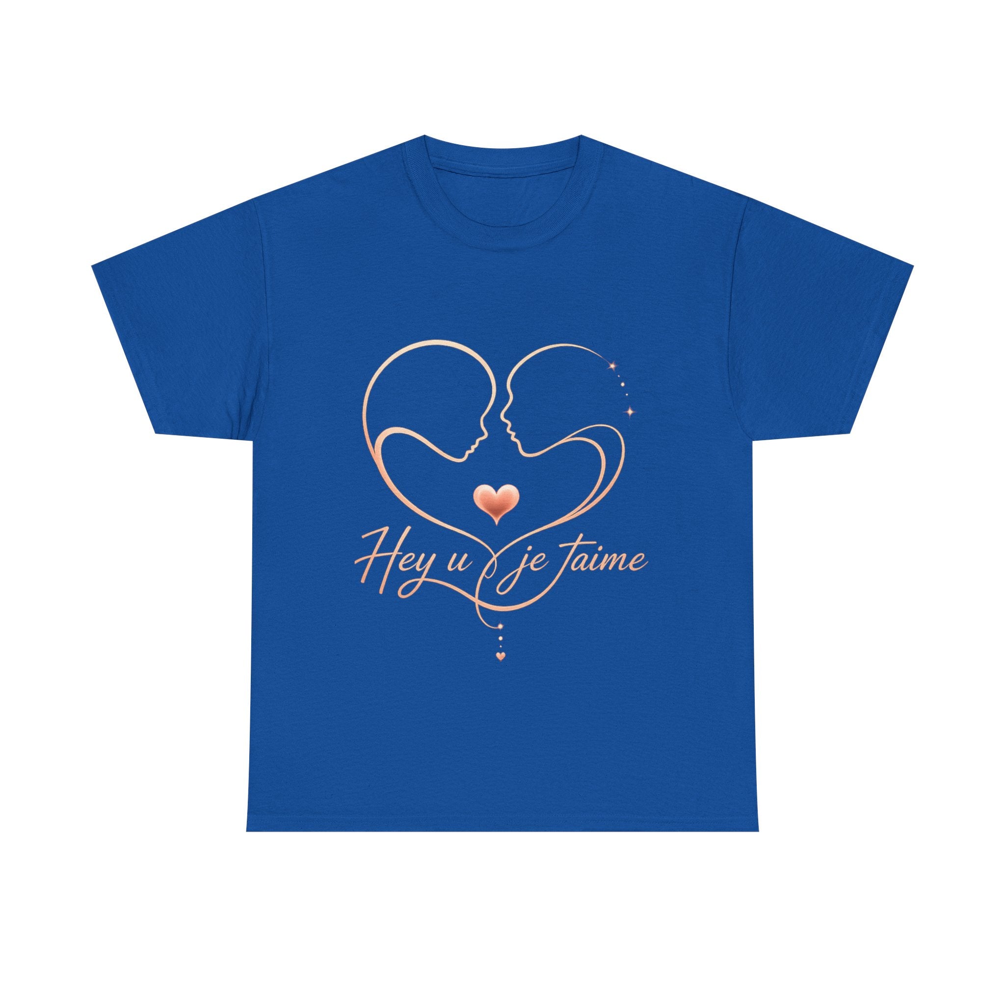 Romantic Heartline Tee — “Hey u je t'aime” French Love Graphic T-Shirt
