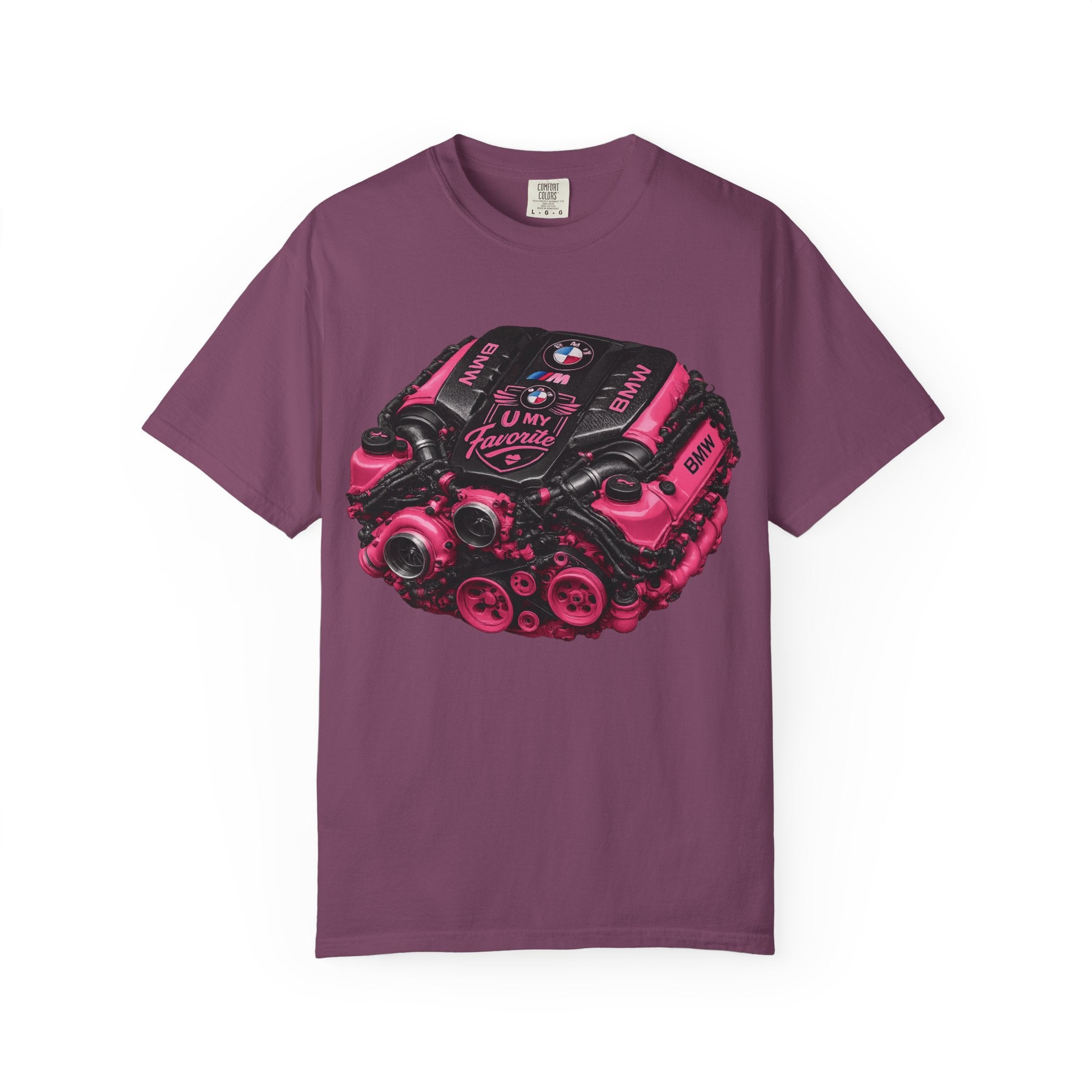 Pink Turbo Engine T-Shirt — Vintage Car Mechanic Tee