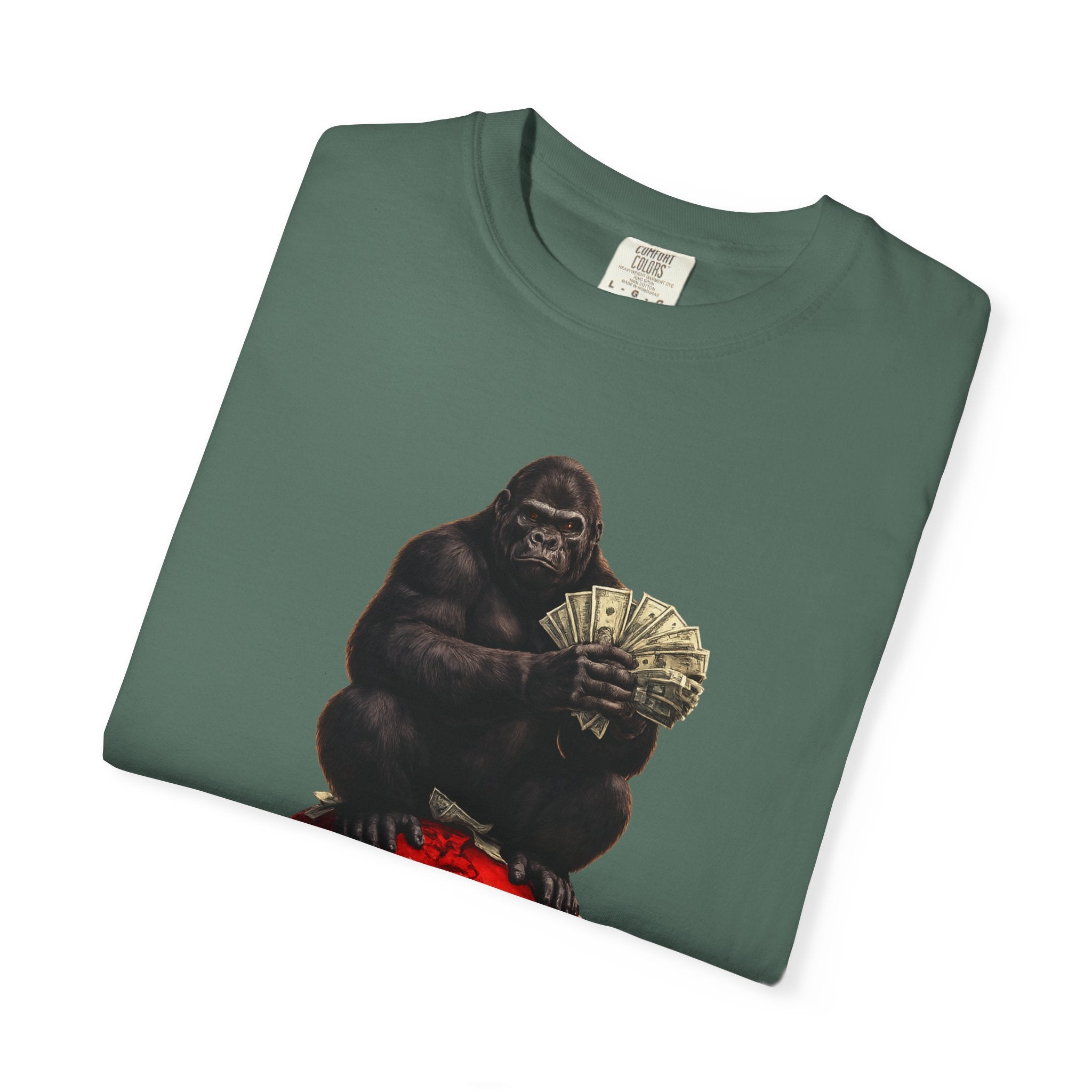Gorilla on Money Graphic T-Shirt — Red Globe Cash Design