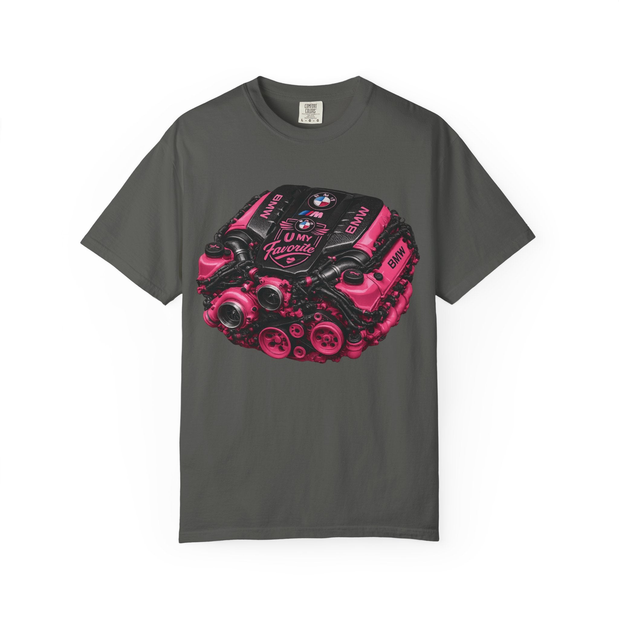Pink Turbo Engine T-Shirt — Vintage Car Mechanic Tee