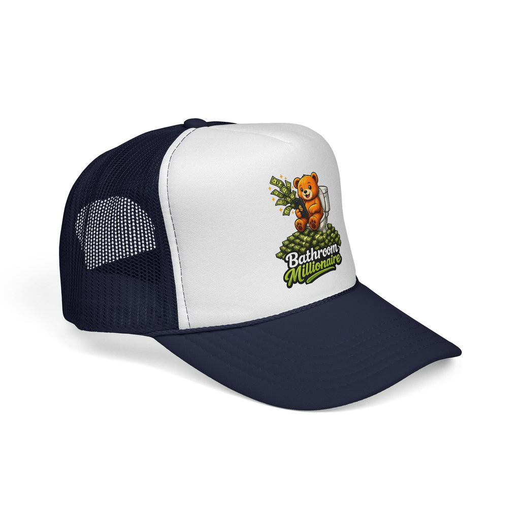 Bathroom Millionaire Trucker Cap — Cute Teddy Toilet Graphic Mesh Hat