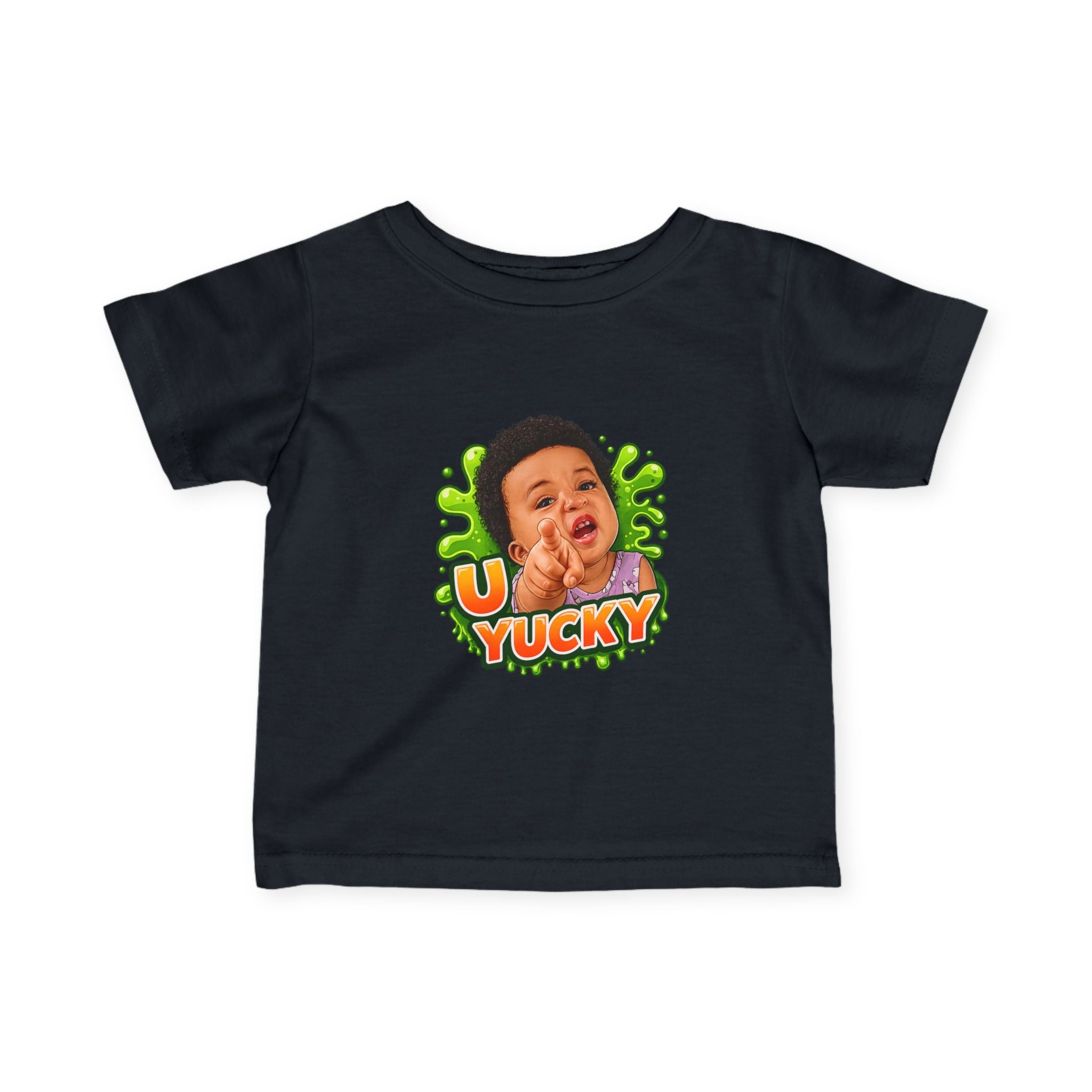 Infant Tee — "Yucky" Baby Graphic Shirt with Green Slime Design